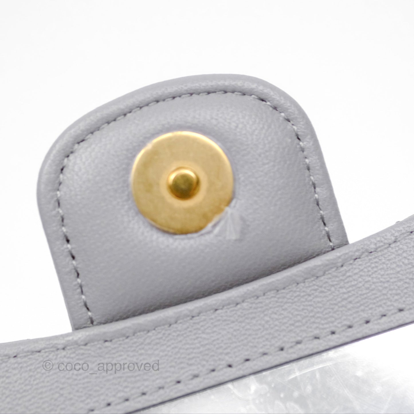 Chanel Mini Metal Handle Clutch With Chain Grey Lambskin Gold Hardware