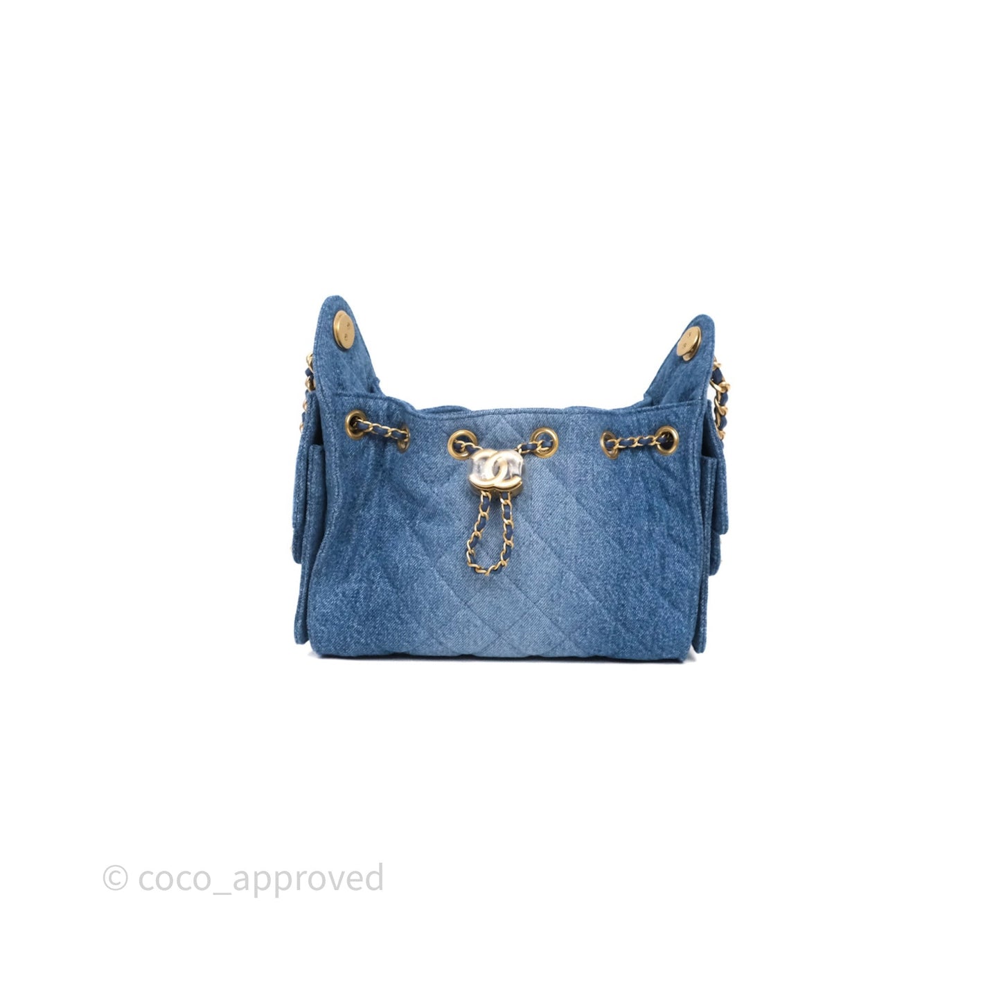 Chanel 25 Mini Washed Denim Aged Gold Hardware