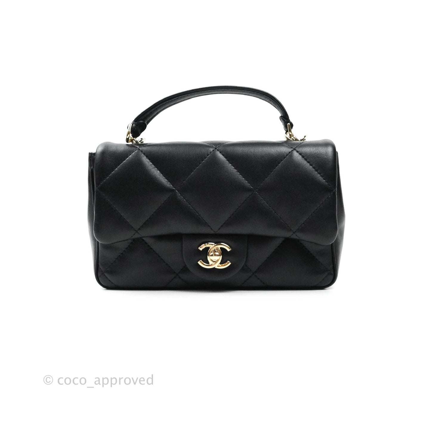 Chanel Easy Cherry Flap Bag With Handle Black Lambskin Gold Hardware 19K