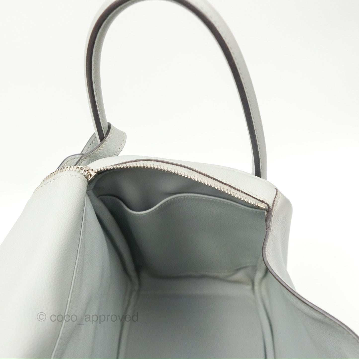 Hermès Lindy 30 Bleu Glacier Evercolor Palladium Hardware