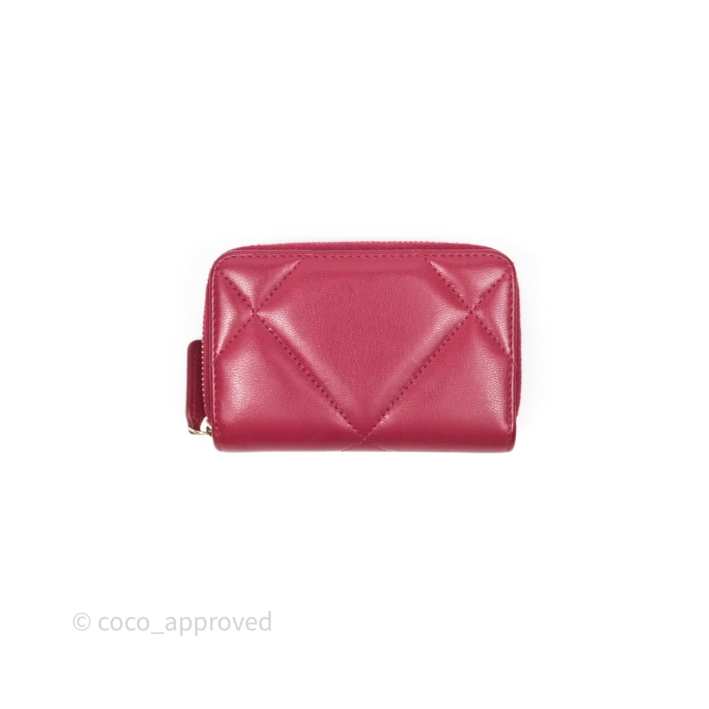 Chanel 19 Zip Card Holder Pink Lambskin Gold Hardware