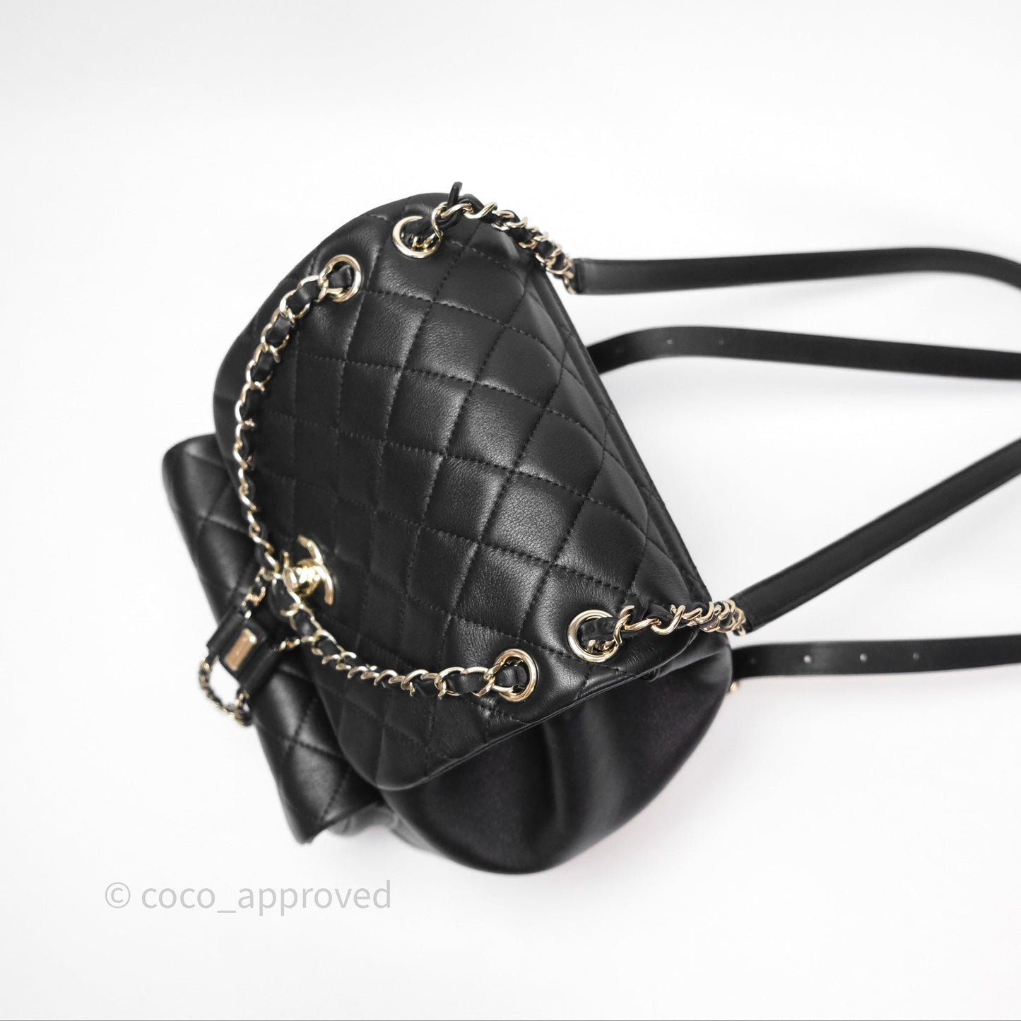 Chanel Quilted Large Duma Drawstring Backpack Black Calfskin