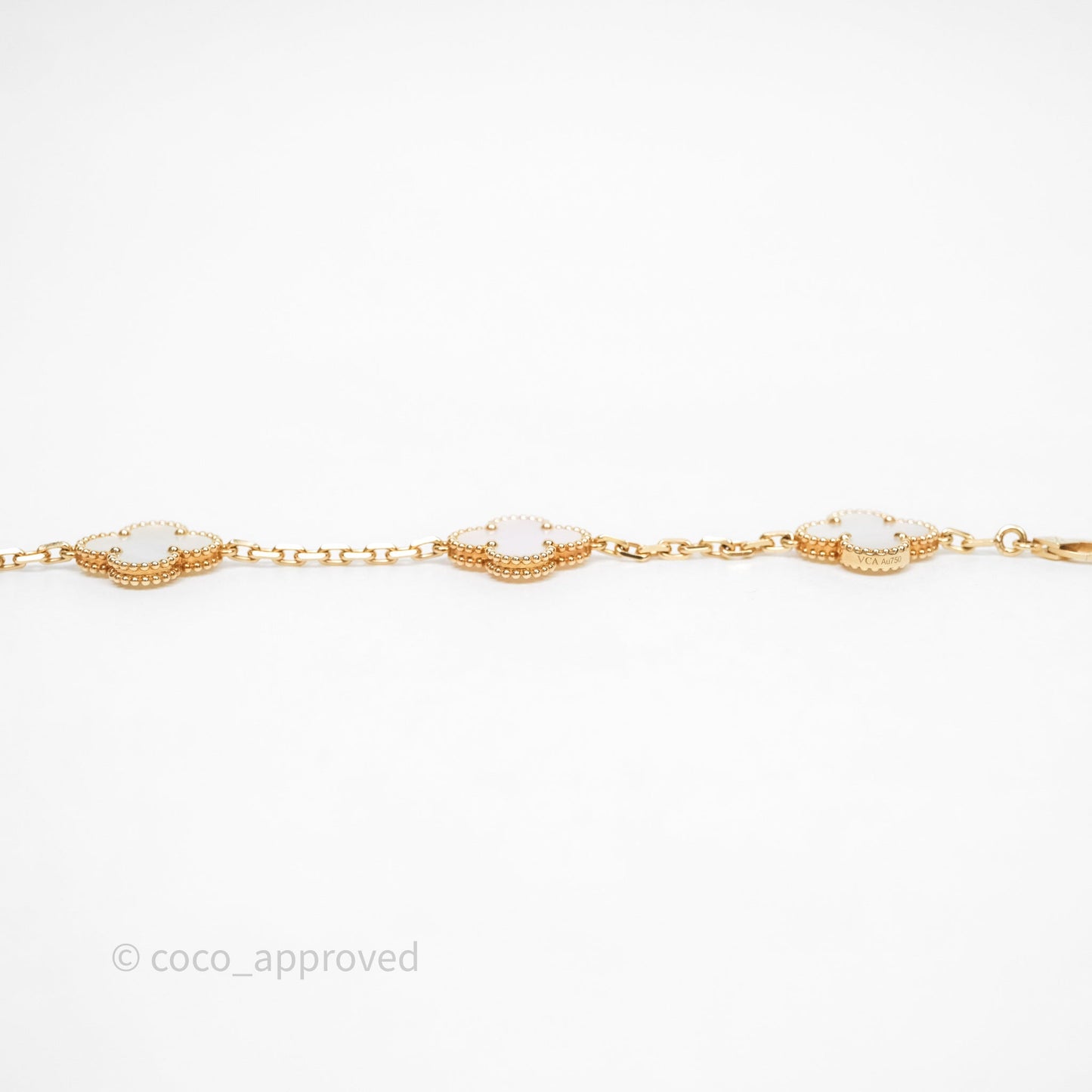 Van Cleef & Arpels Vintage Alhambra 5 Motifs White Yellow Gold Bracelet