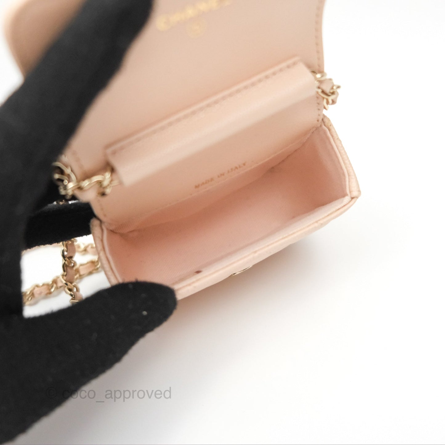 Chanel Mini Clutch With Chain Light Pink Caviar Gold Hardware
