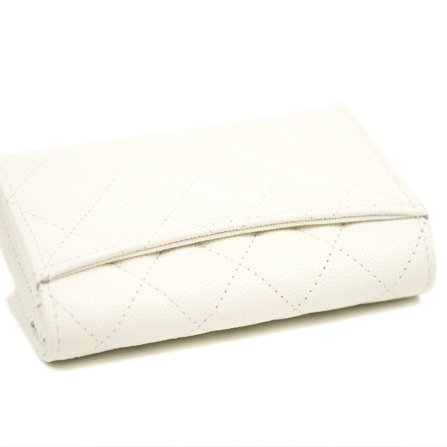 Chanel Quilted Flap Coco Casino Card Holder Caviar White Gold Hardware