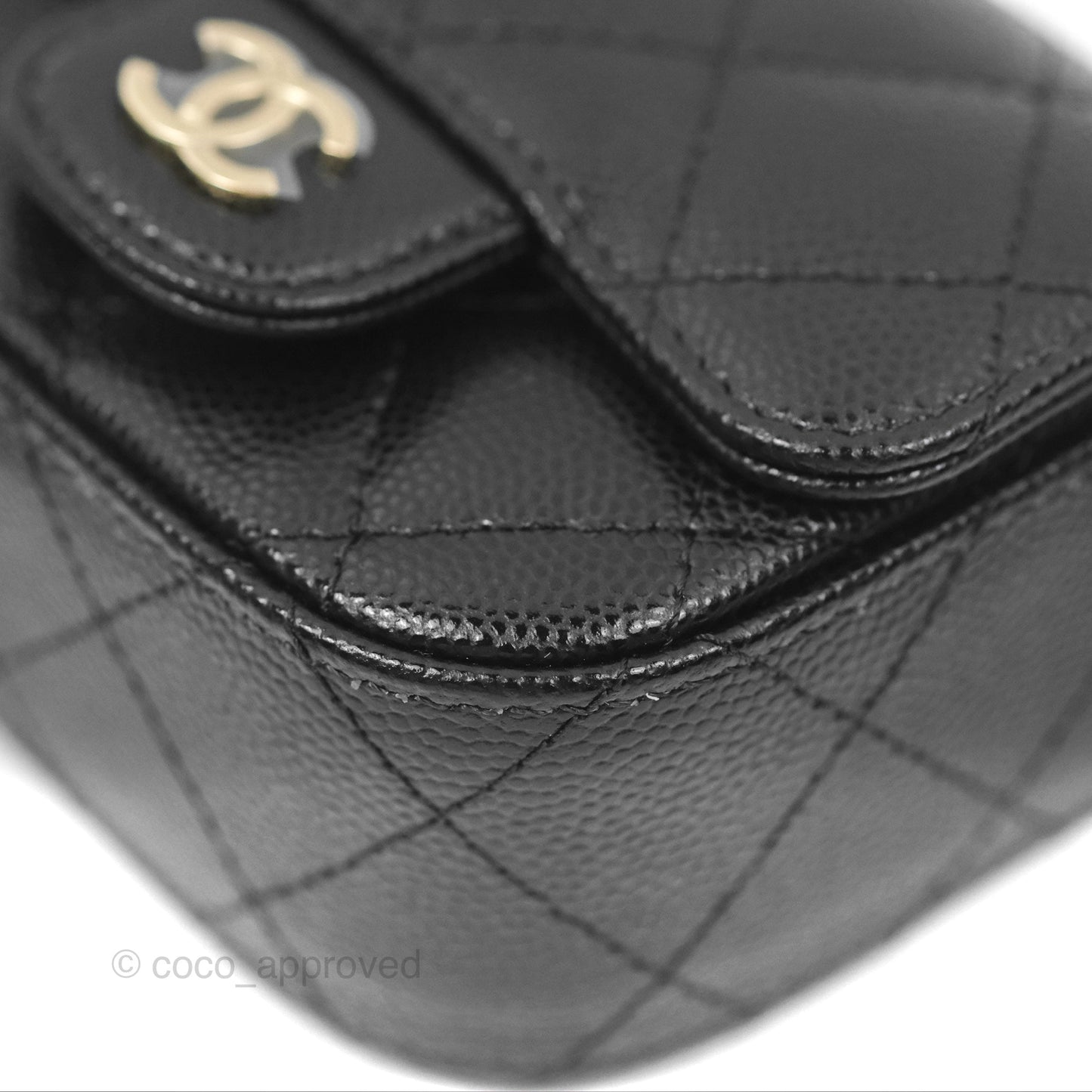 Chanel Mini Clutch With Chain Black Caviar Gold Hardware