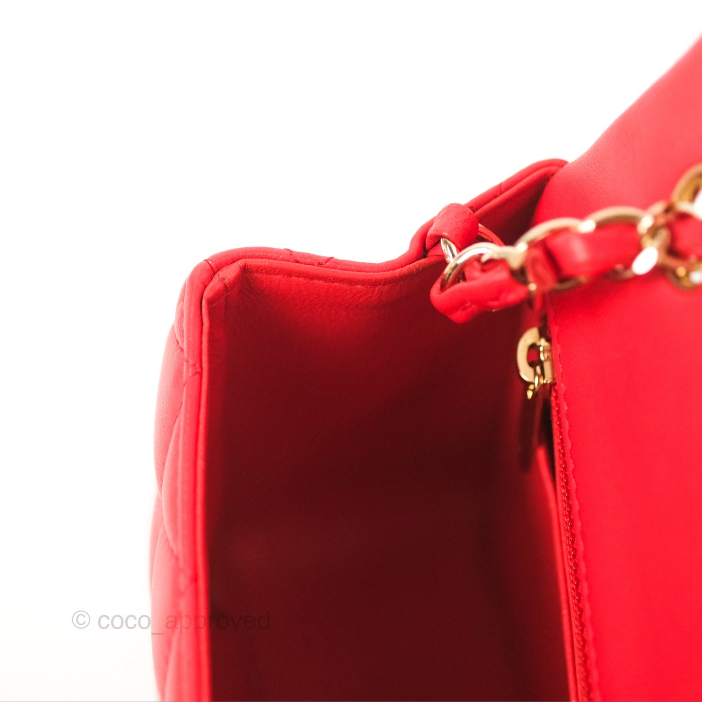 Chanel Quilted Mini Rectangular Flap Red Lambskin Gold Hardware