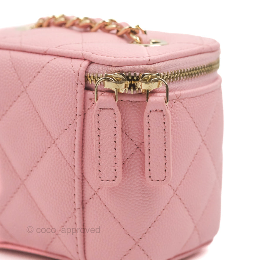 Chanel Mini Vanity With Chain Pink Caviar Gold Hardware