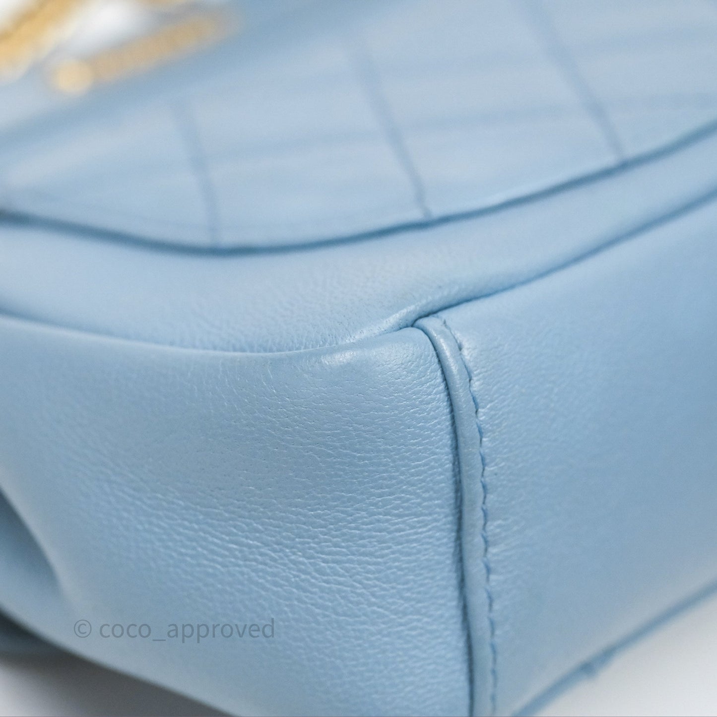 Chanel Curved Flap Bag Blue Lambskin Aged Gold Hardware