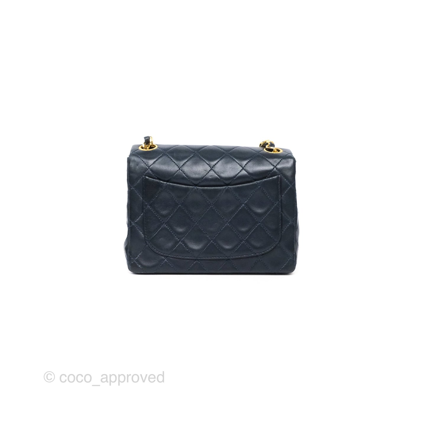 Chanel Vintage Mini Square Navy Lambskin 24K Gold Hardware