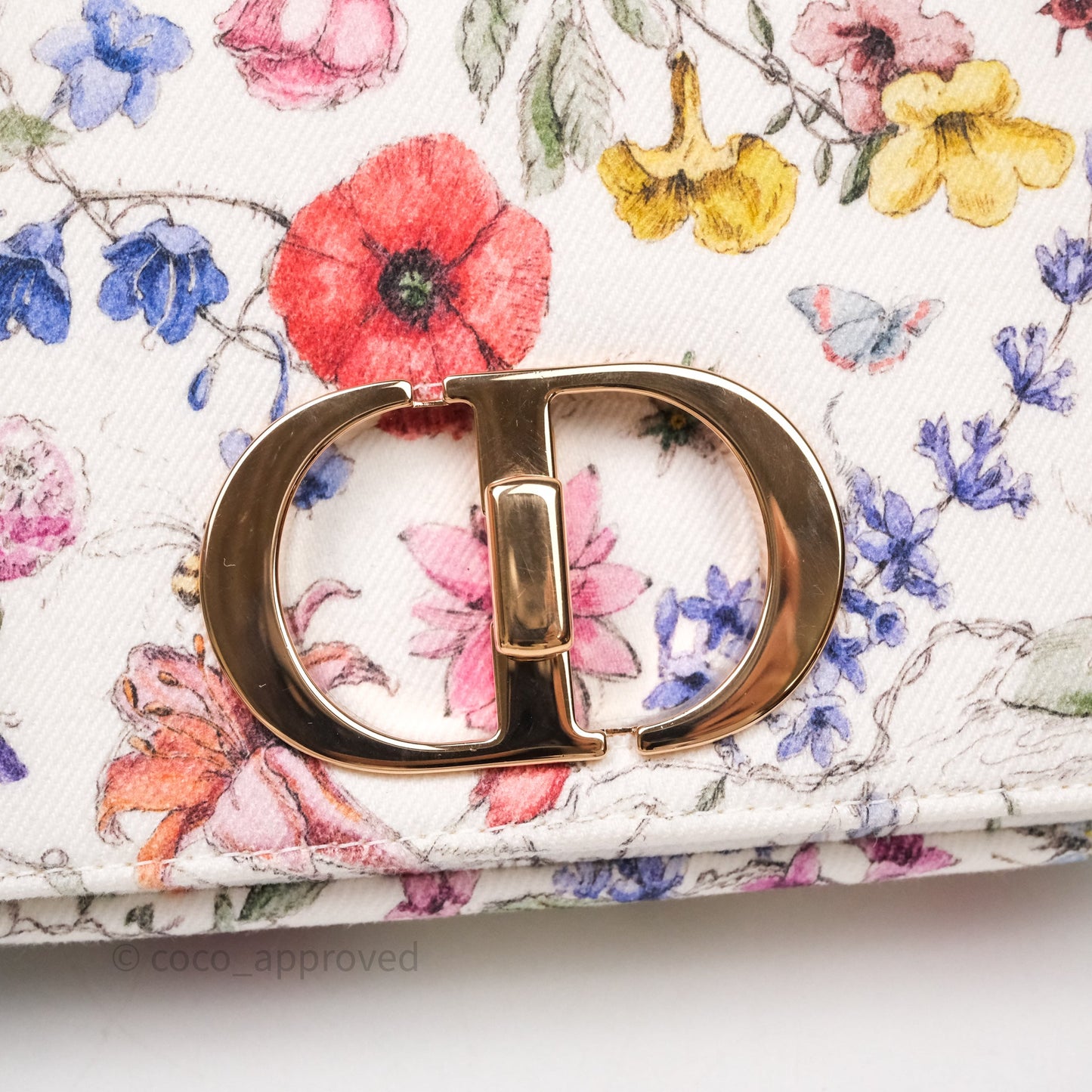 Dior Small Caro Bag White Florilegio Rose Gold Hardware