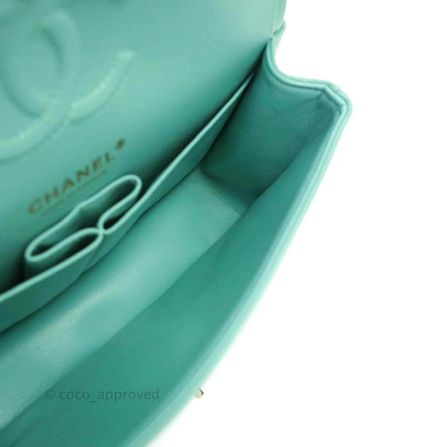 Chanel Classic Small S/M Flap Tiffany Blue Mint Caviar Gold Hardware 21S
