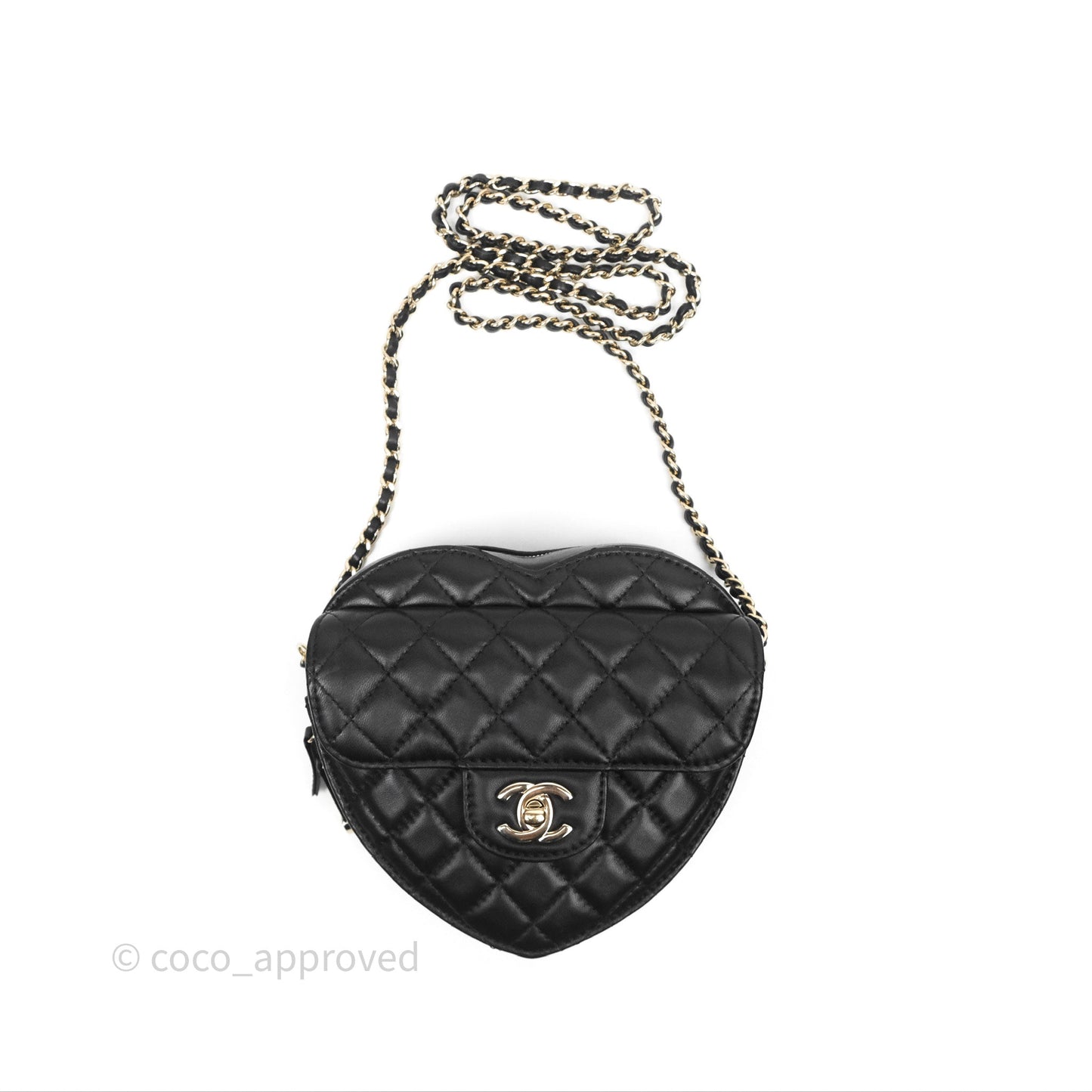 Chanel Large Heart Bag Black Lambskin Gold Hardware 22S