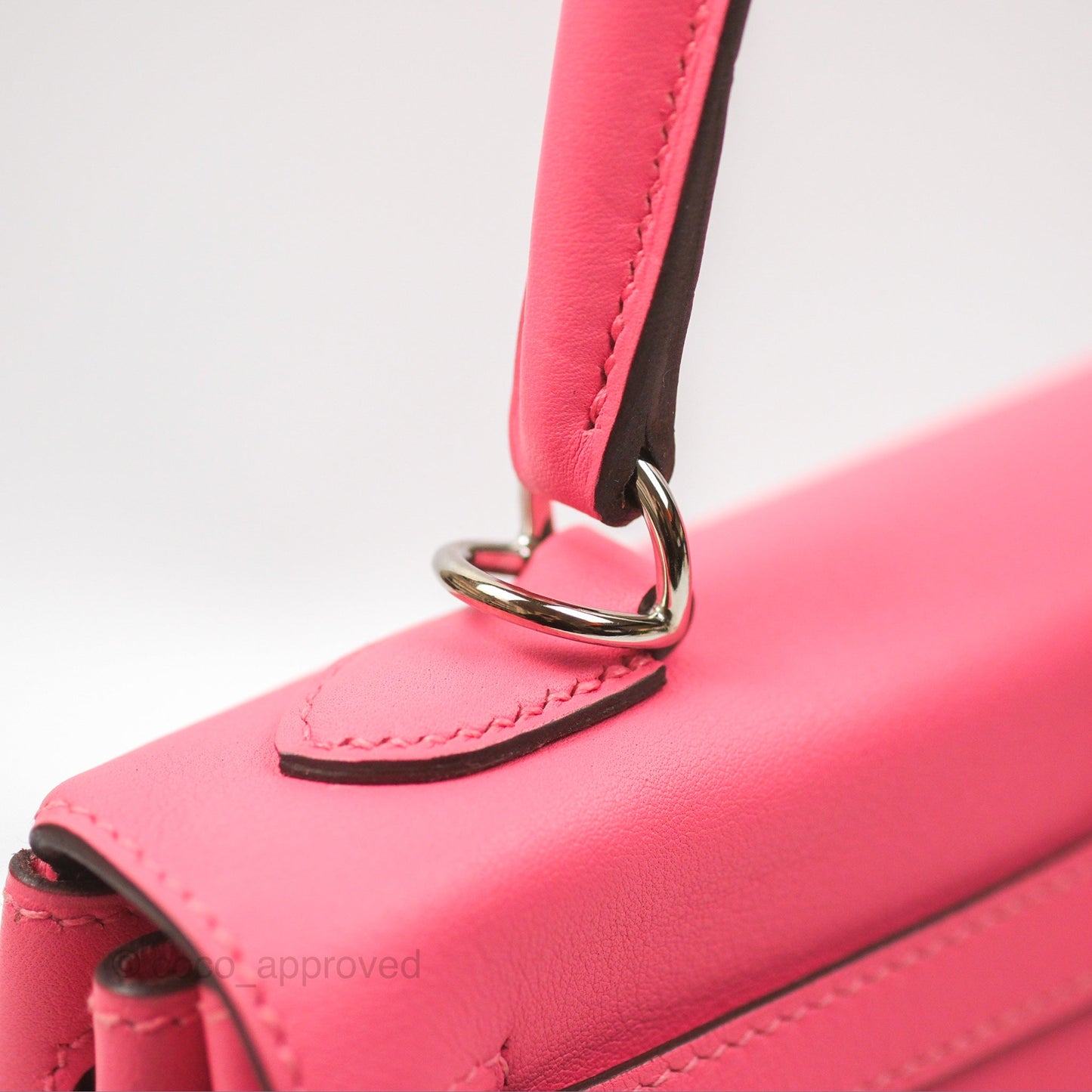 Hermès Retourne Kelly 25 Rose Azalee Swift Palladium Hardware