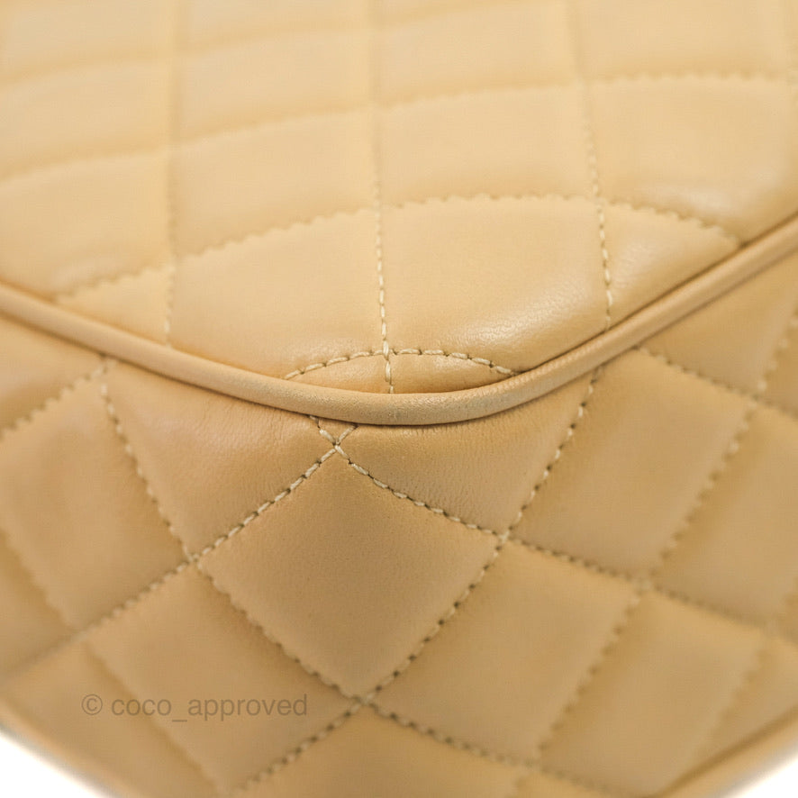 Chanel Calfskin Coco Vintage Camera Case Beige Gold Hardware