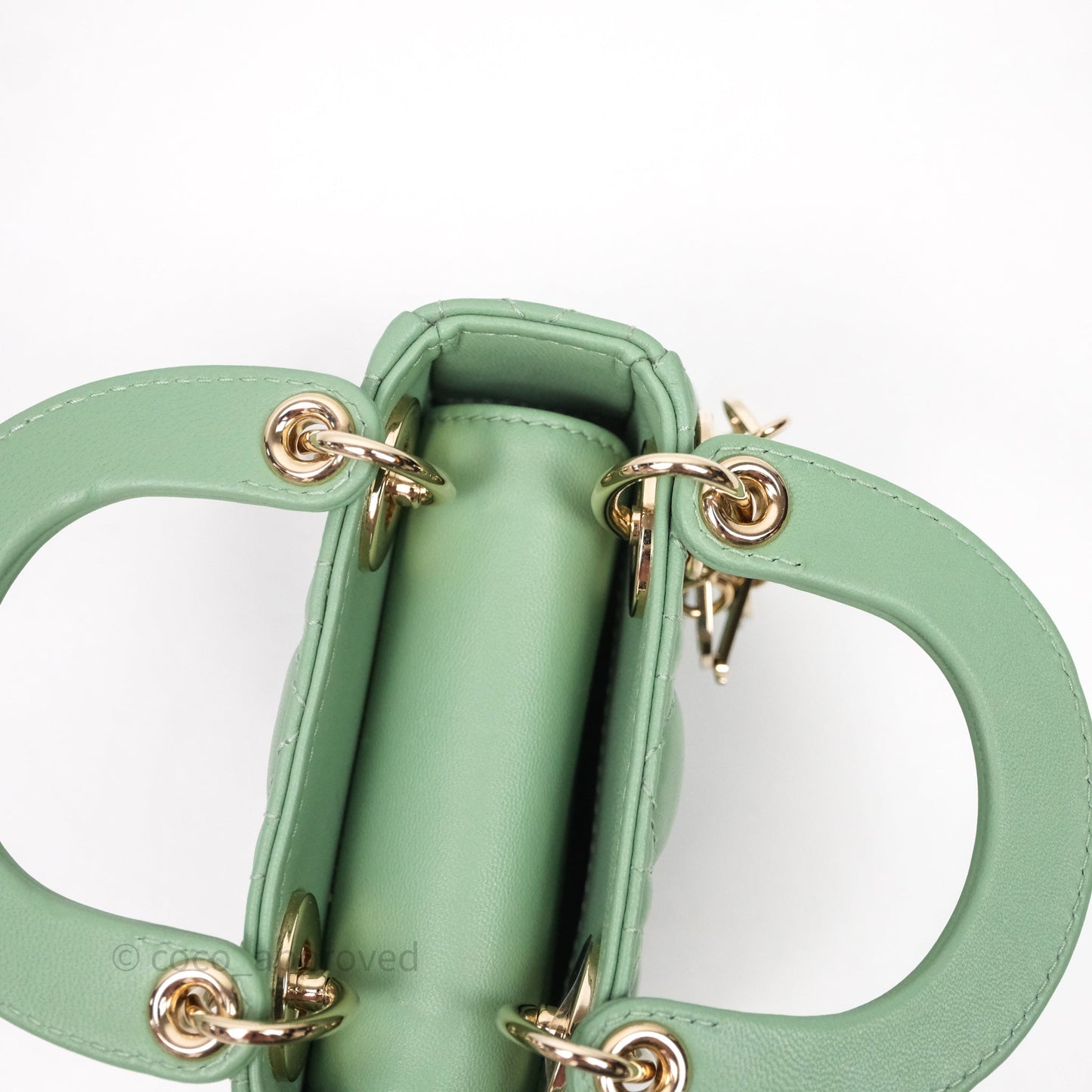 Christian Dior Micro Lady Dior Green Lambskin Cannage Gold Hardware