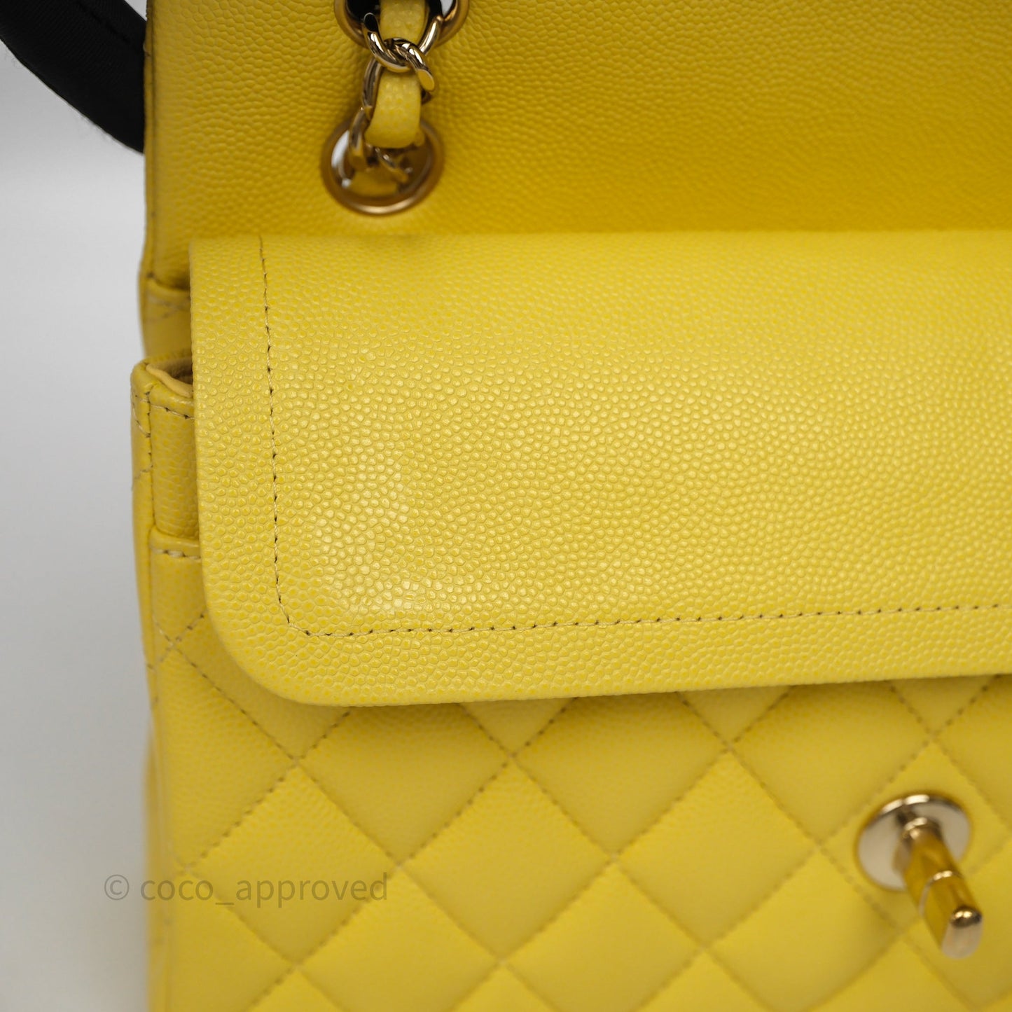 Chanel Small Classic Flap Quilted Yellow Caviar Gold Hardware