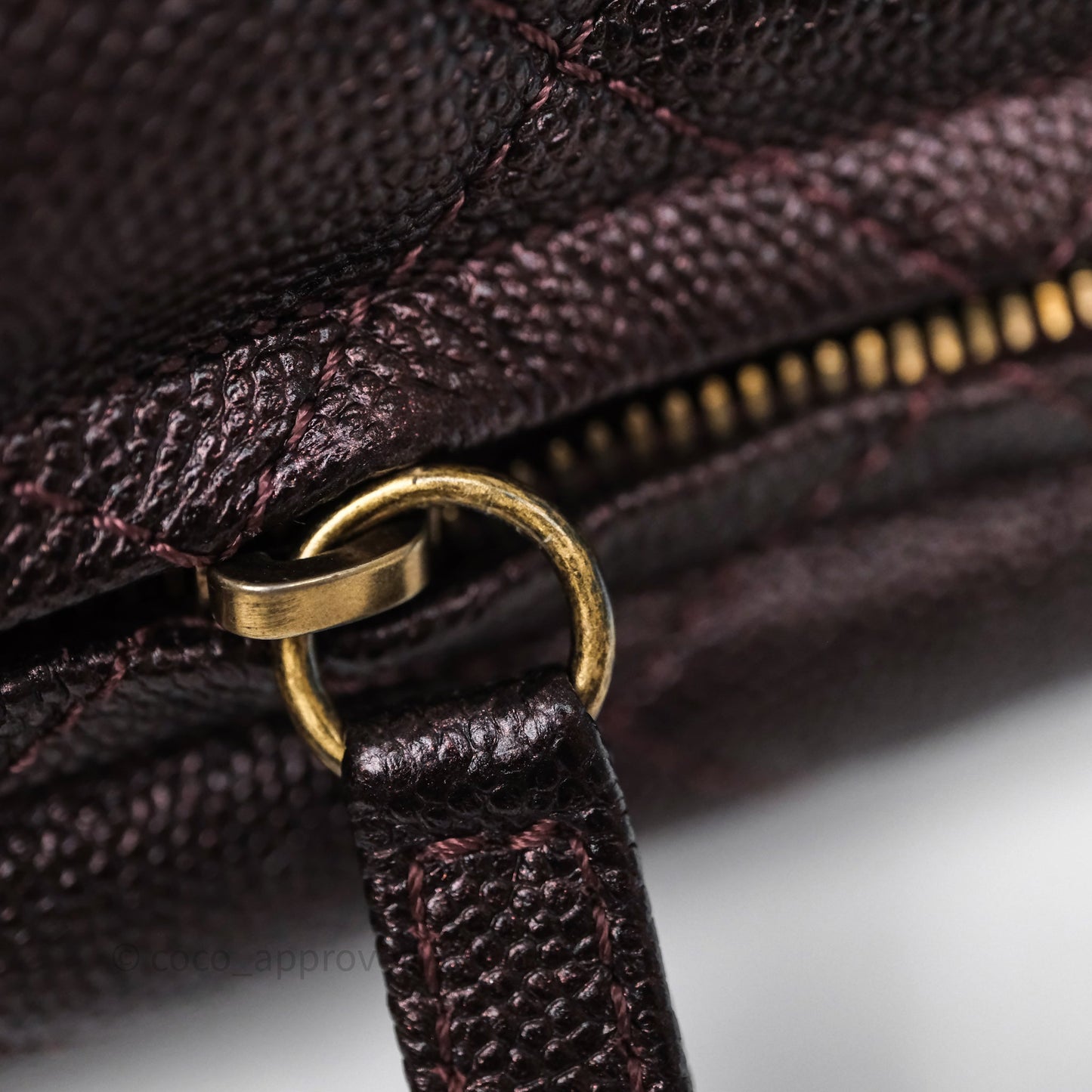 Chanel Quilted Filigree Backpack Iridescent Burgundy Caviar Aged Gold Hardware