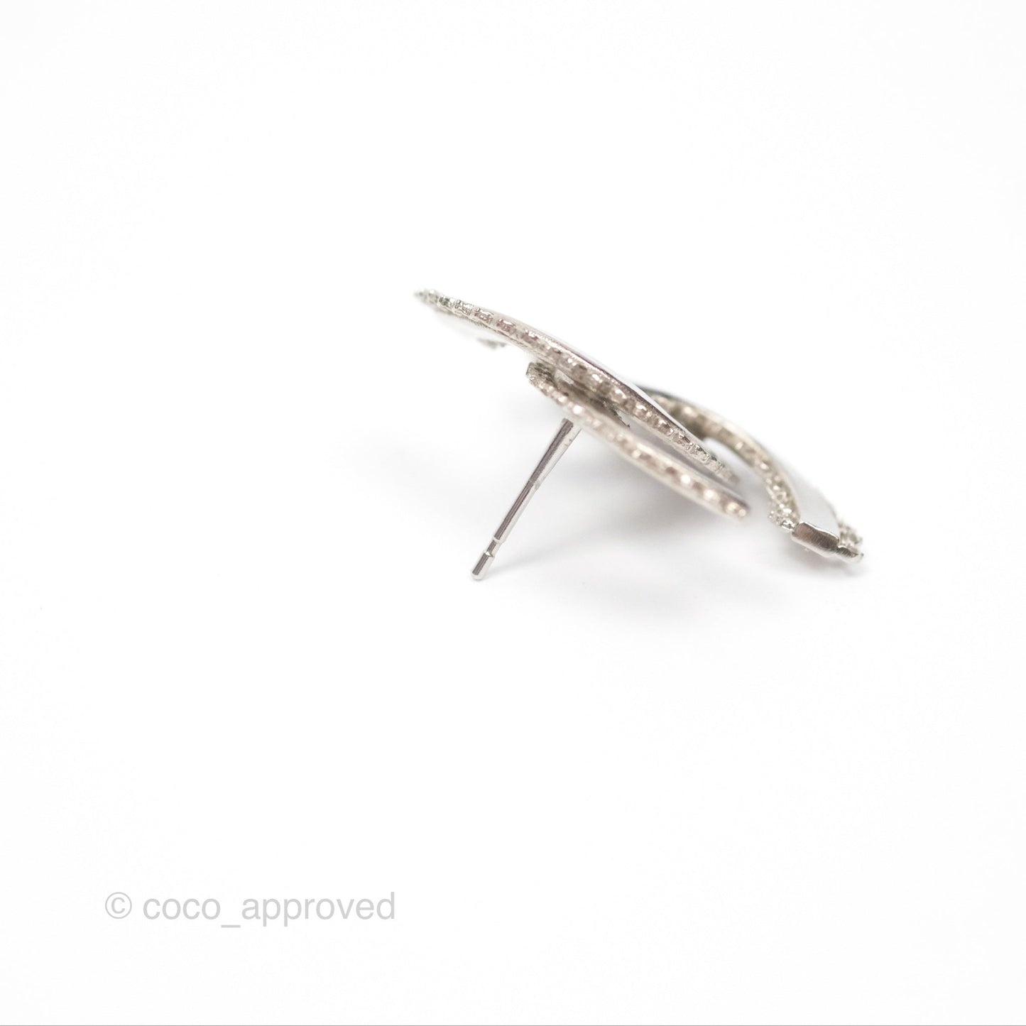 Chanel CC Earrings Silver Tone 15A