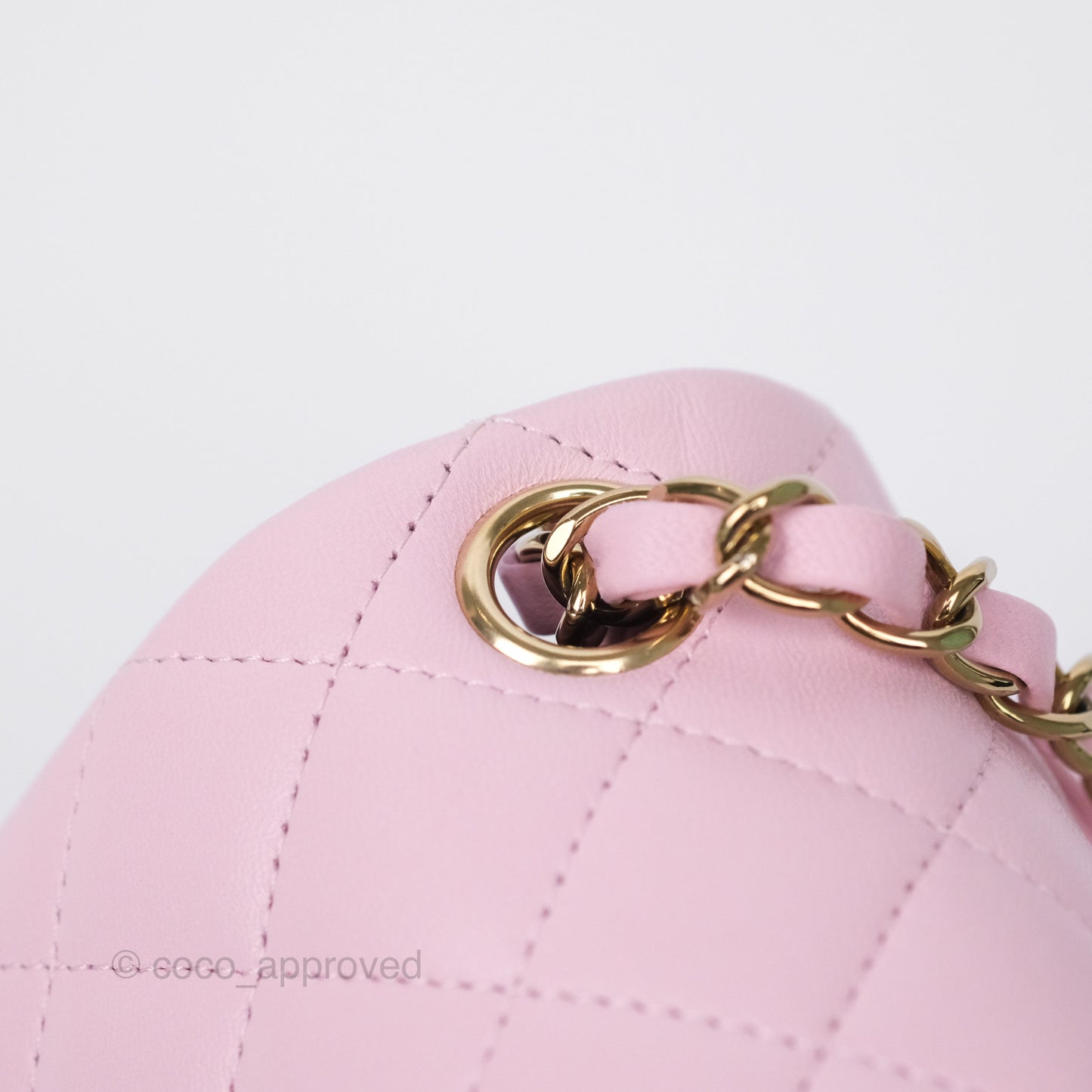 Chanel Mini Square Flap Quilted Pink Lambskin Gold Hardware