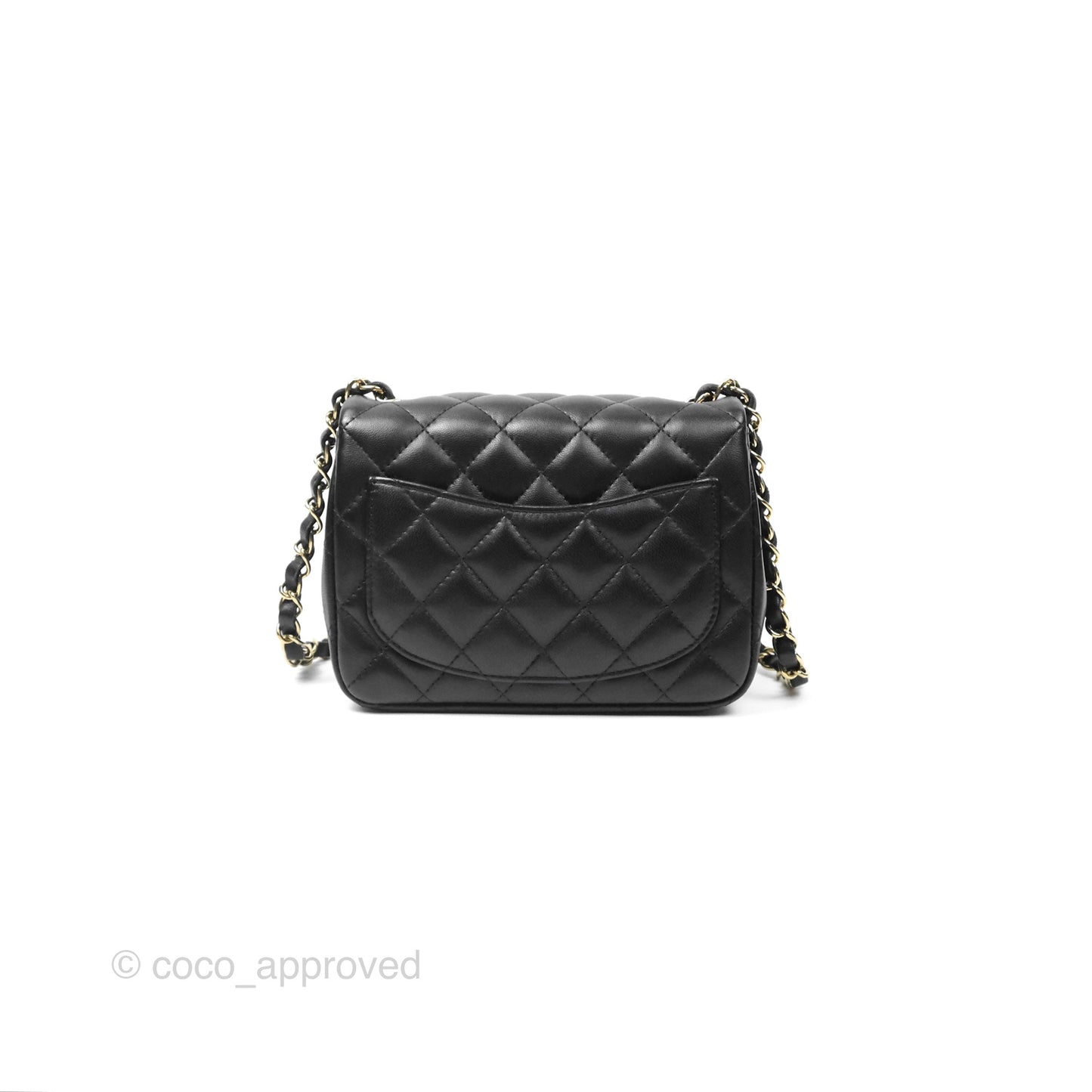 Chanel Mini Square Flap Bag Quilted Black Lambskin Gold Hardware