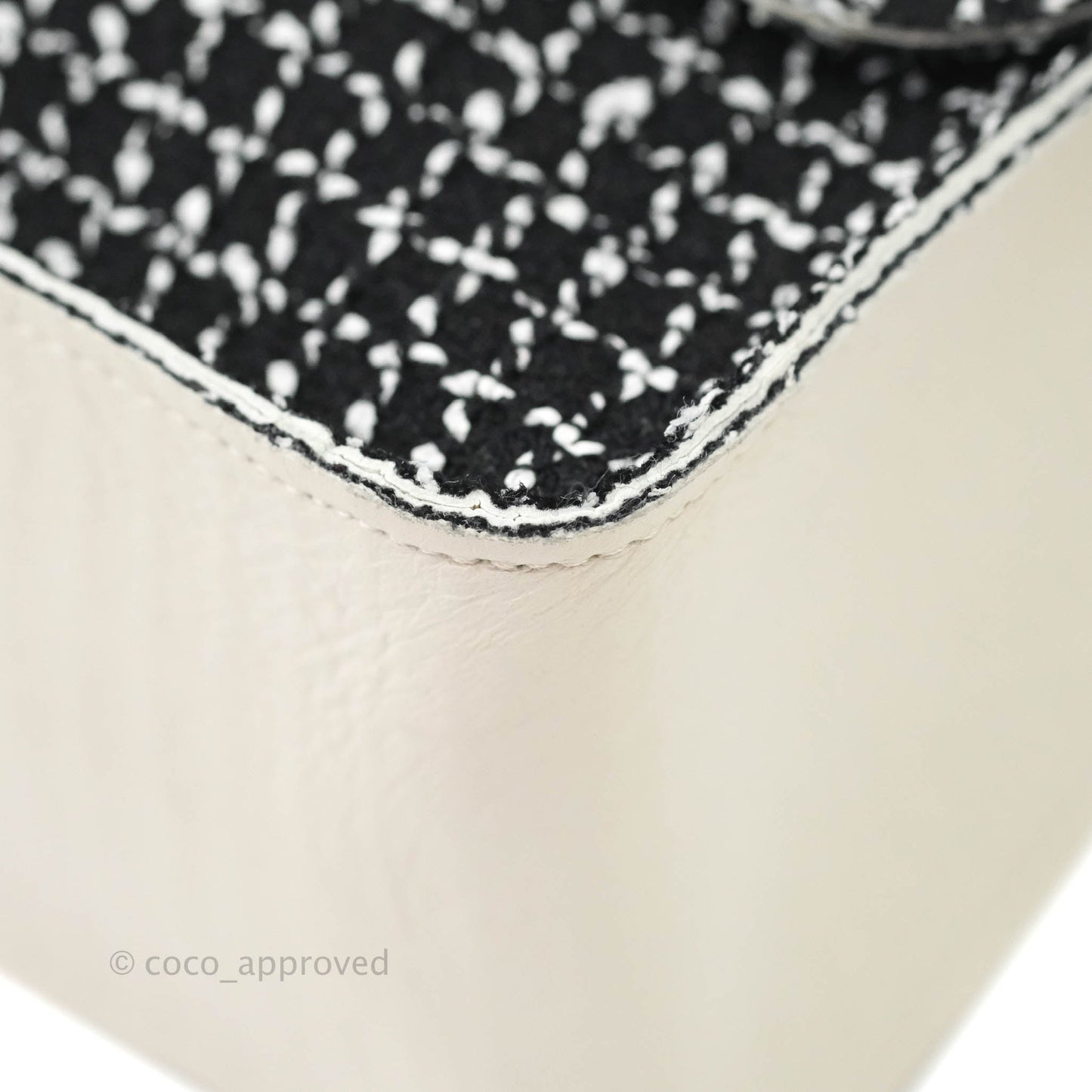 Chanel Classic Single Flap Bag Black/White Tweed Silver Hardware