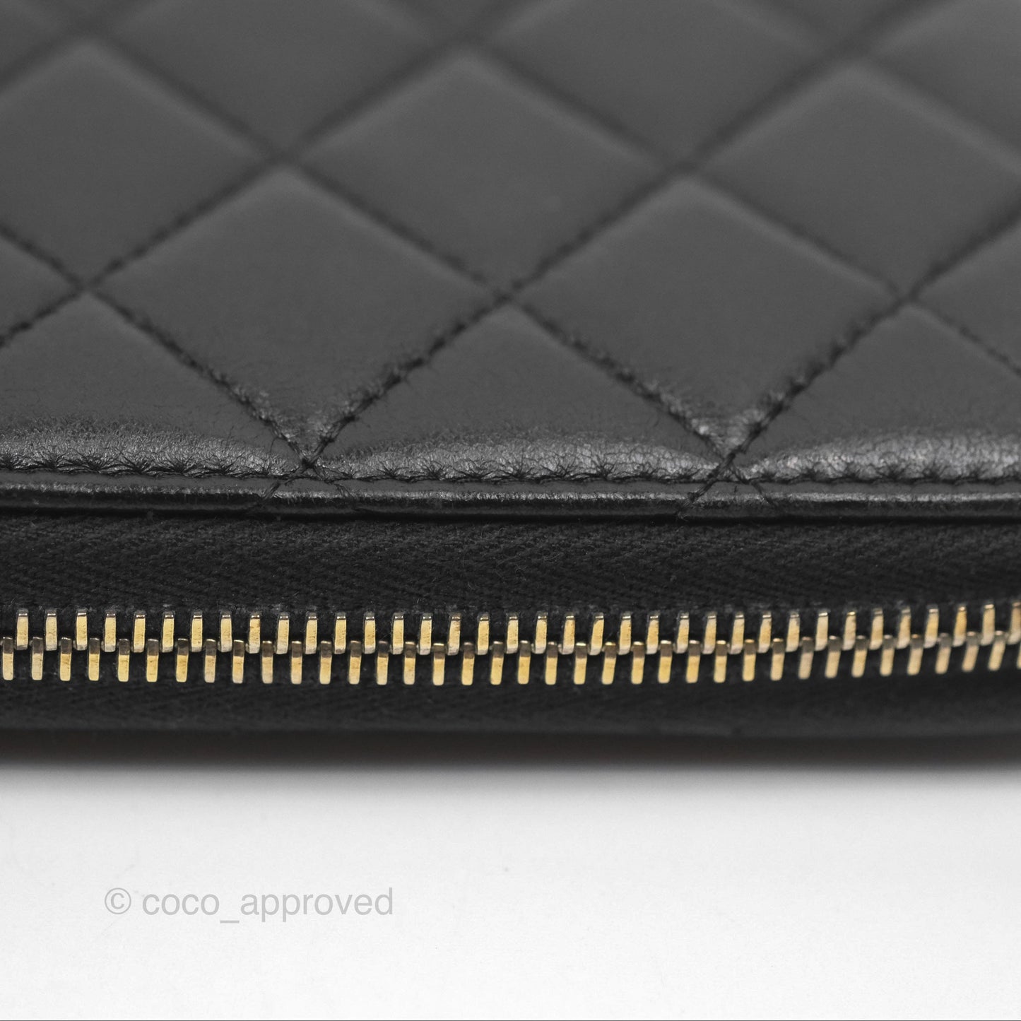 Chanel Zip Around Organiser Wallet Black Lambskin Gold Hardware