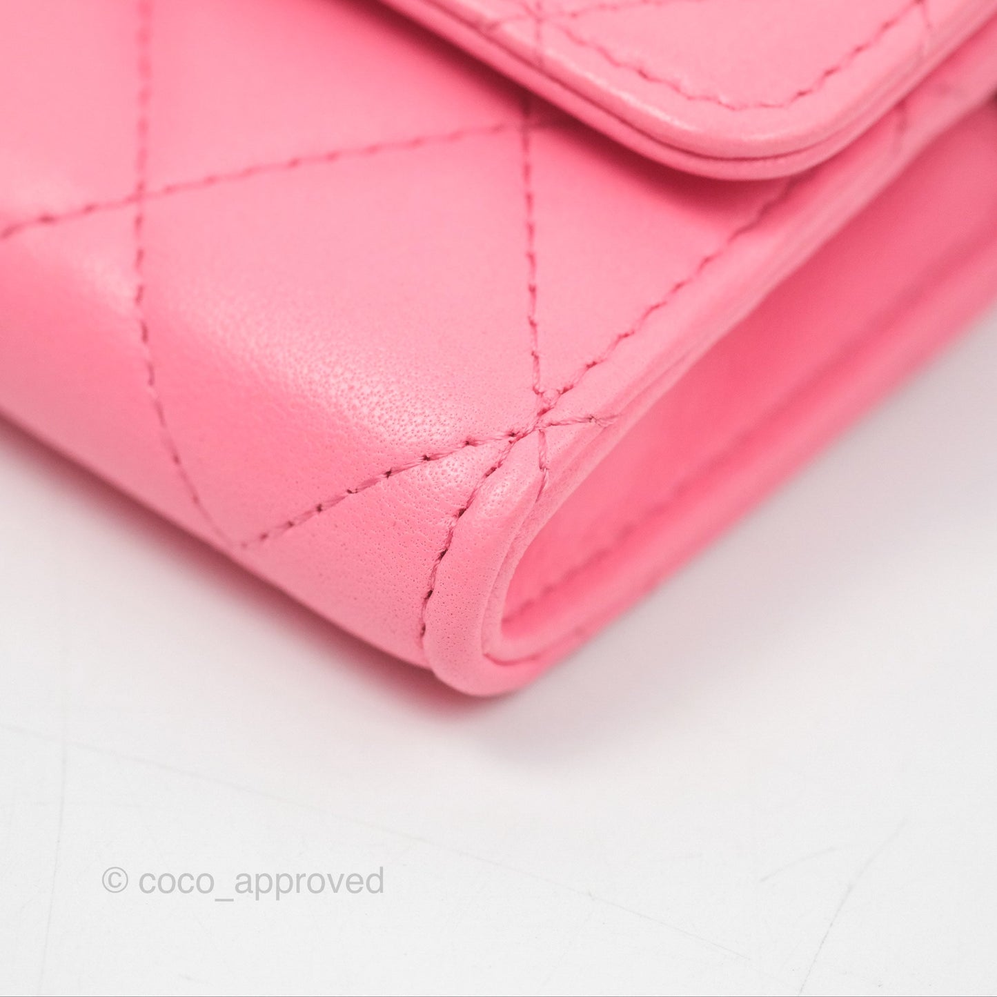 Chanel Pearl Crush Mini Clutch With Chain Pink Lambskin Aged Gold Hardware