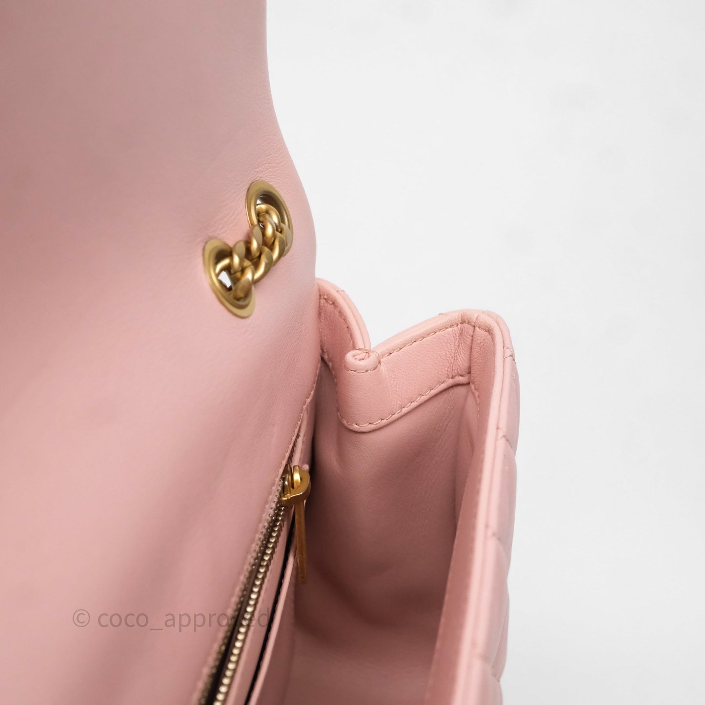 Chanel Quilted Flap Bag With Camellia Adjustable Lambskin Pink Aged Gold Hardware