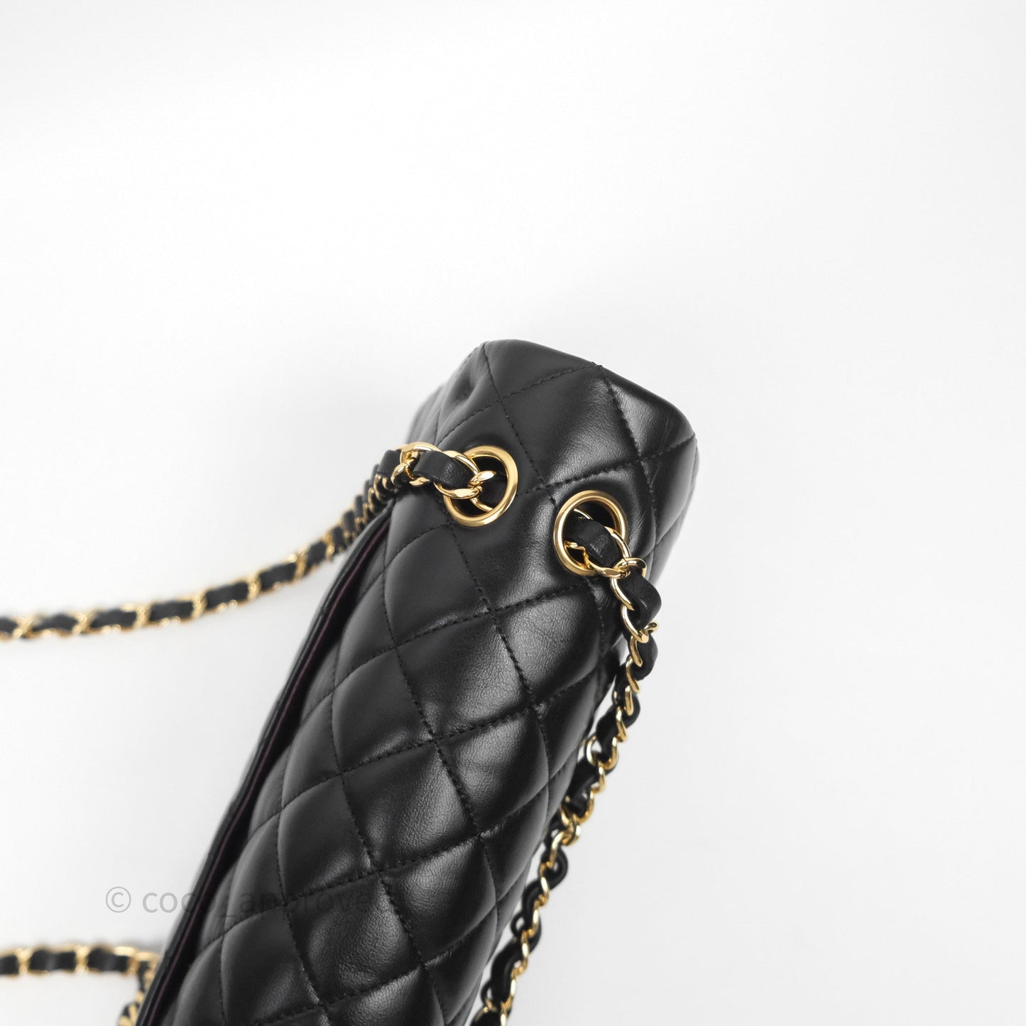 Chanel Classic M/L Medium Flap Quilted Black Lambskin Gold Hardware