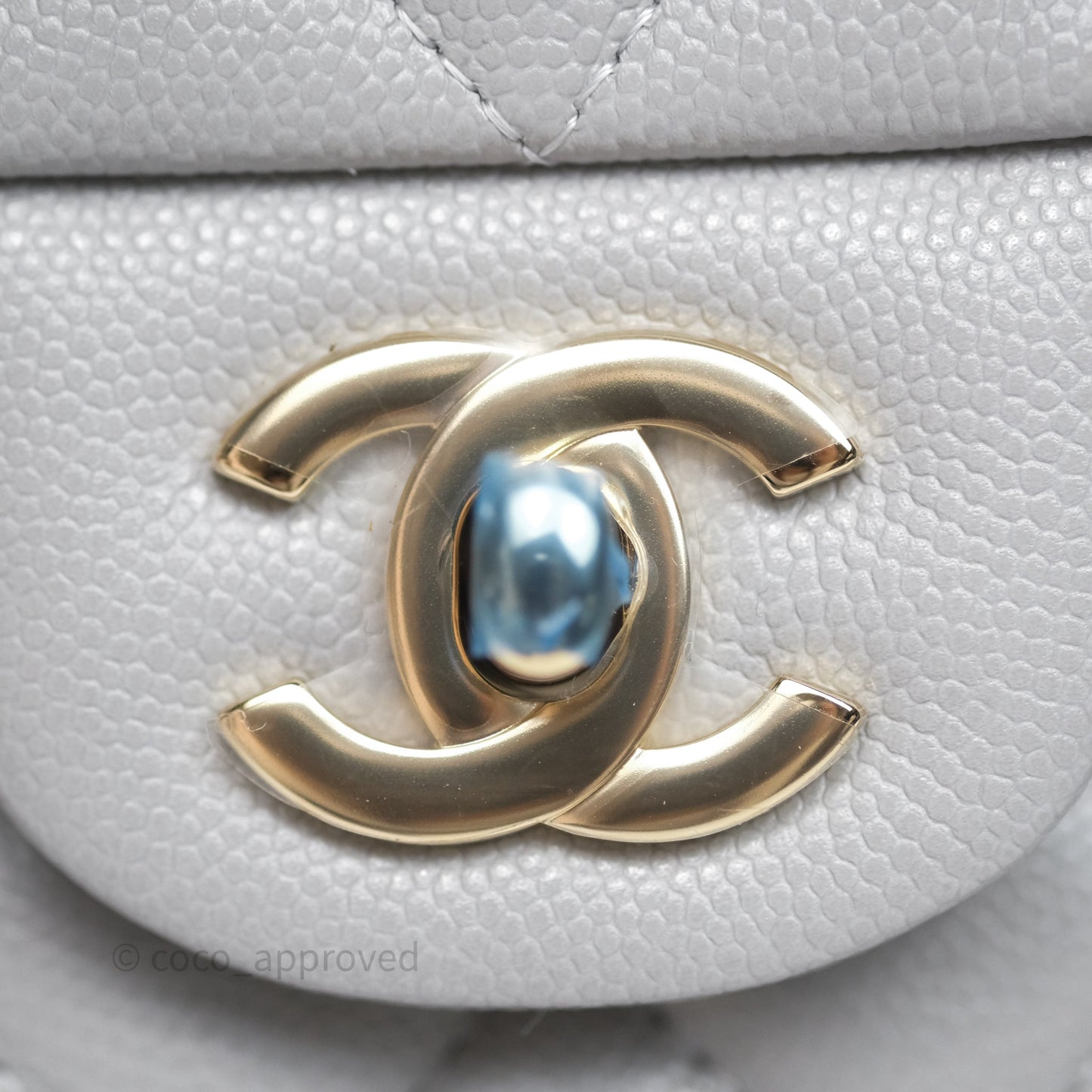 Chanel Small Classic Flap Quilted Grey Caviar Gold Hardware 21A