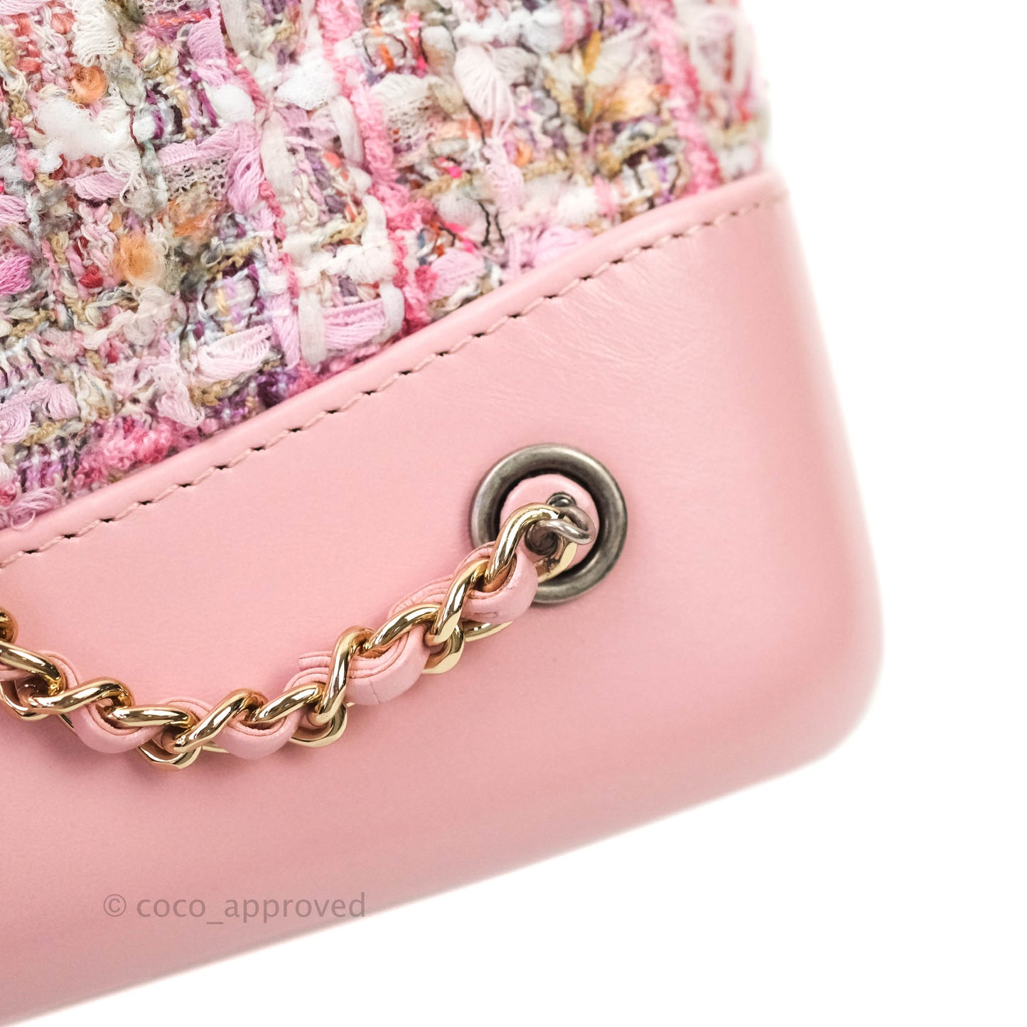 Chanel Gabrielle Small Backpack Pink Tweed Aged Calfskin