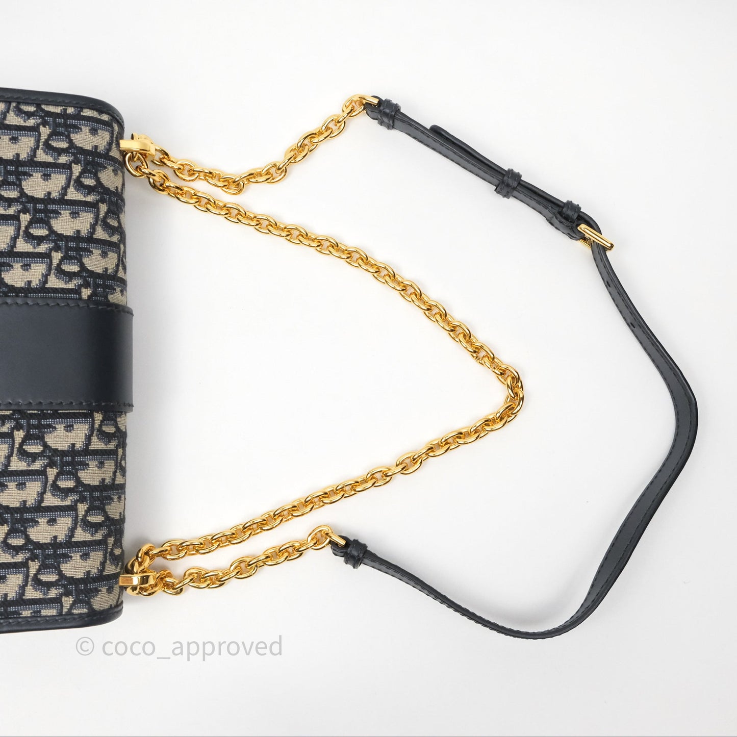Christian Dior 30 Montaigne Chain Bag Blue Dior Oblique Jacquard