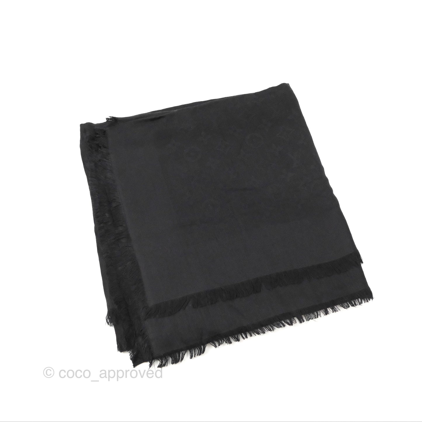 Louis Vuitton Silk Wool Monogram Square Shawl Scarf Anthracite