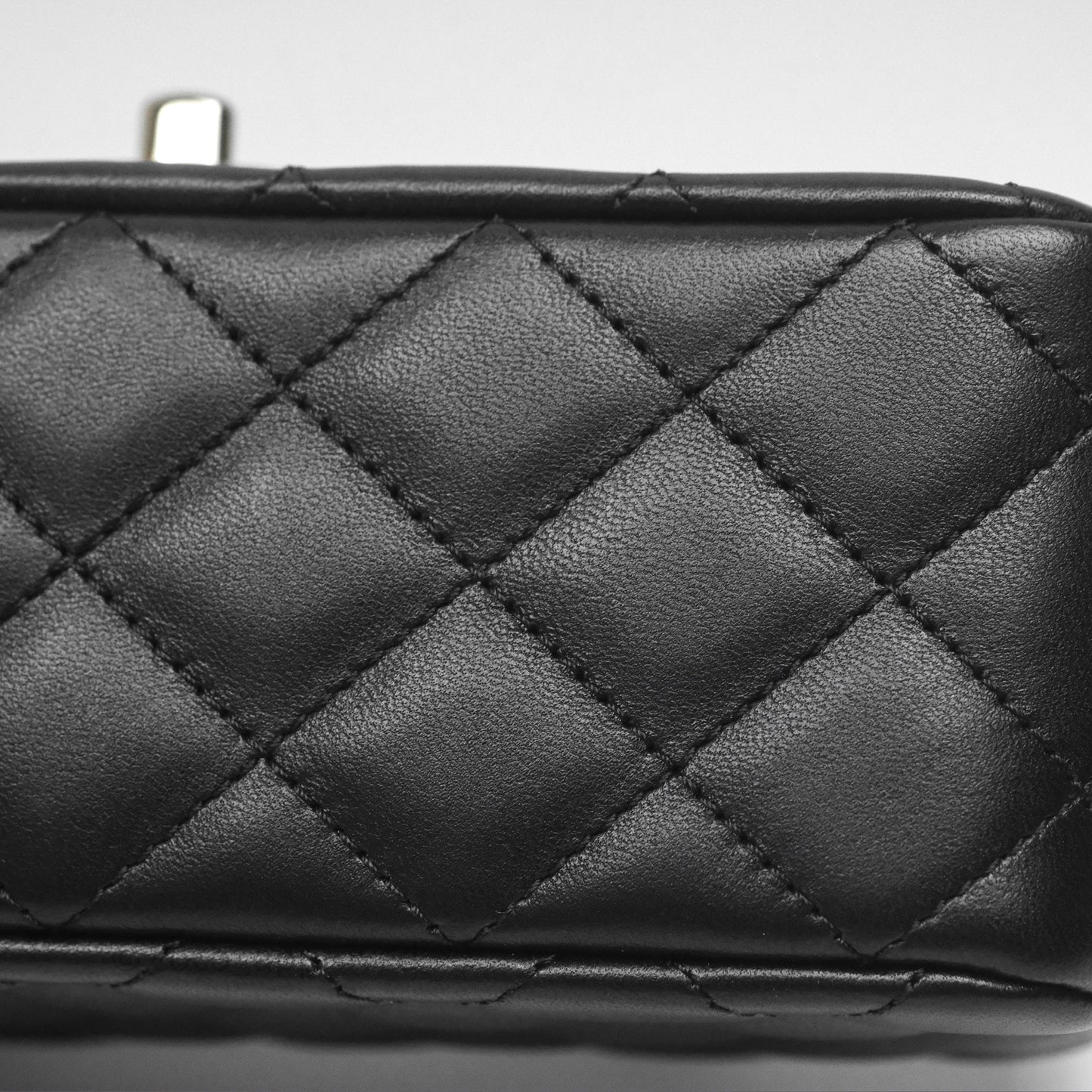 Chanel Crystals Top Handle Mini Rectangular Flap Bag Black Lambskin Gold Hardware