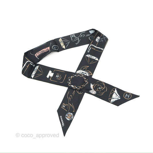 Chanel CC Silk Twilly Black