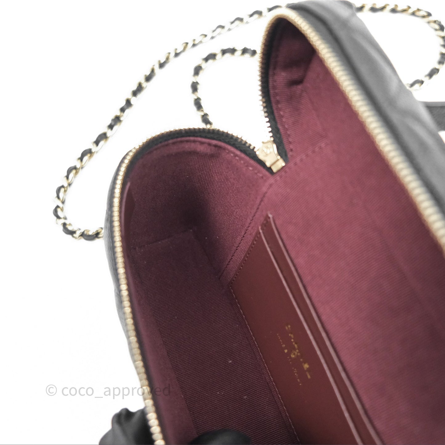 Chanel Quilted Top Handle Vanity with Chain Black Caviar Gold Hardware