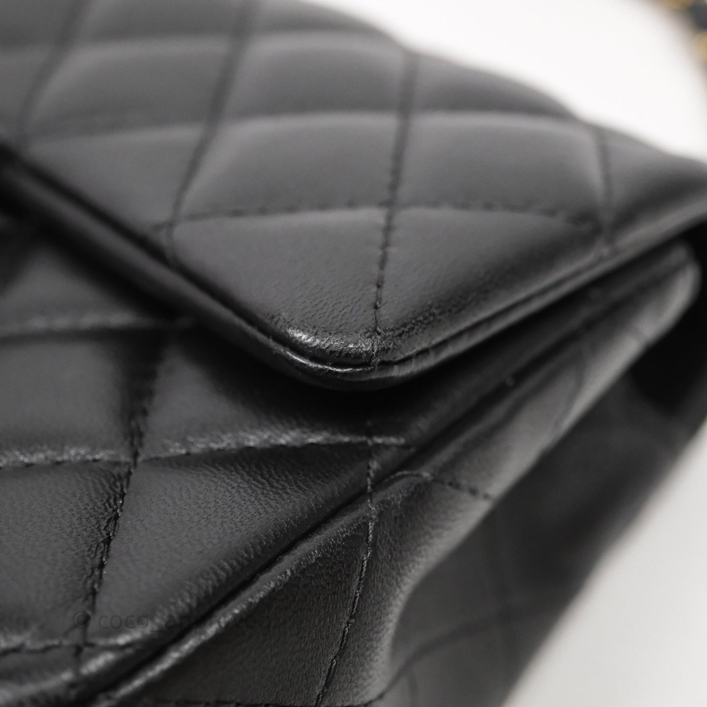 Chanel Mini Rectangular Flap Quilted Black Lambskin Gold Hardware
