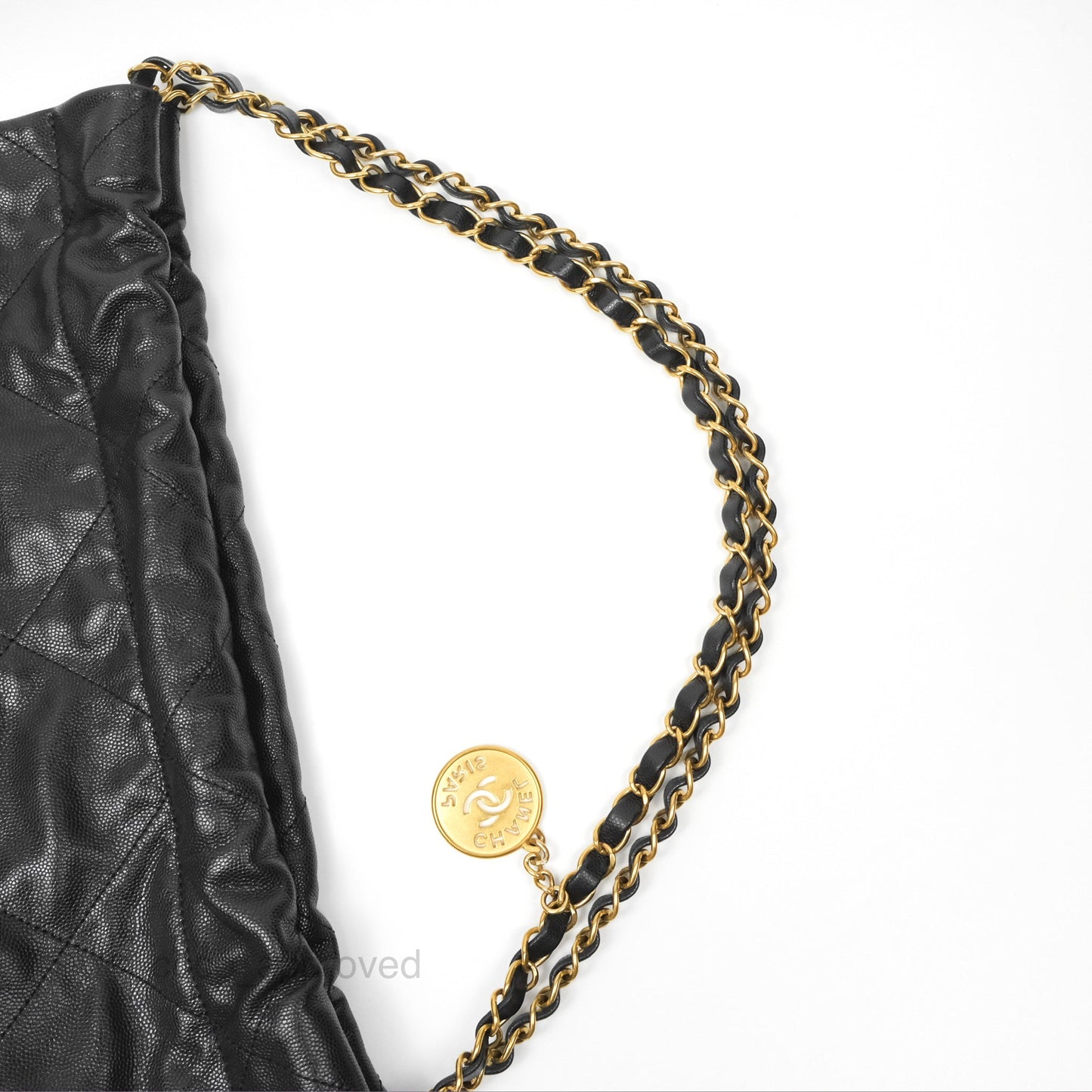 Chanel 22 Small Black Shiny Caviar Aged Gold Hardware