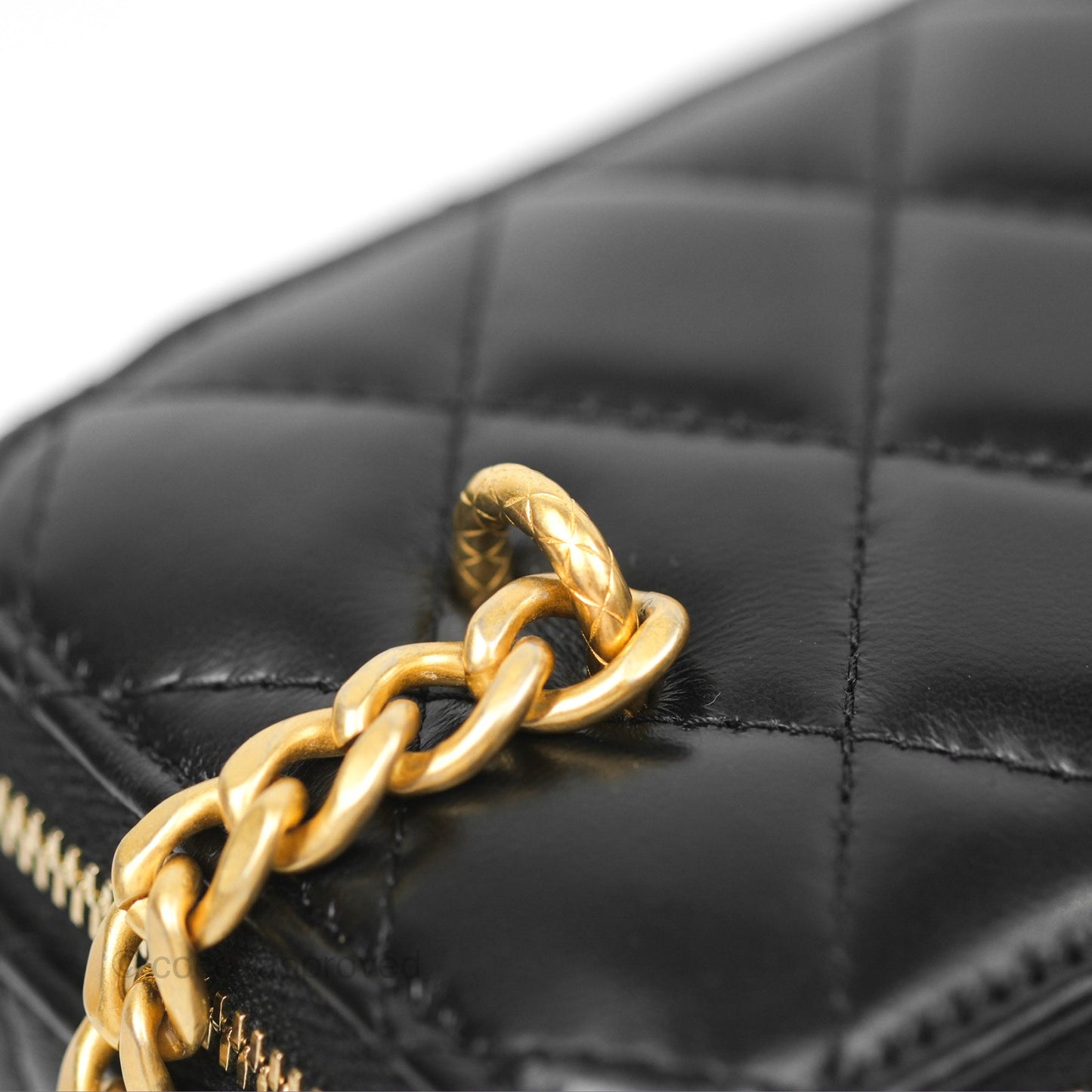 Chanel Vanity with Adjustable Chain Black Lambskin Aged Gold Hardware