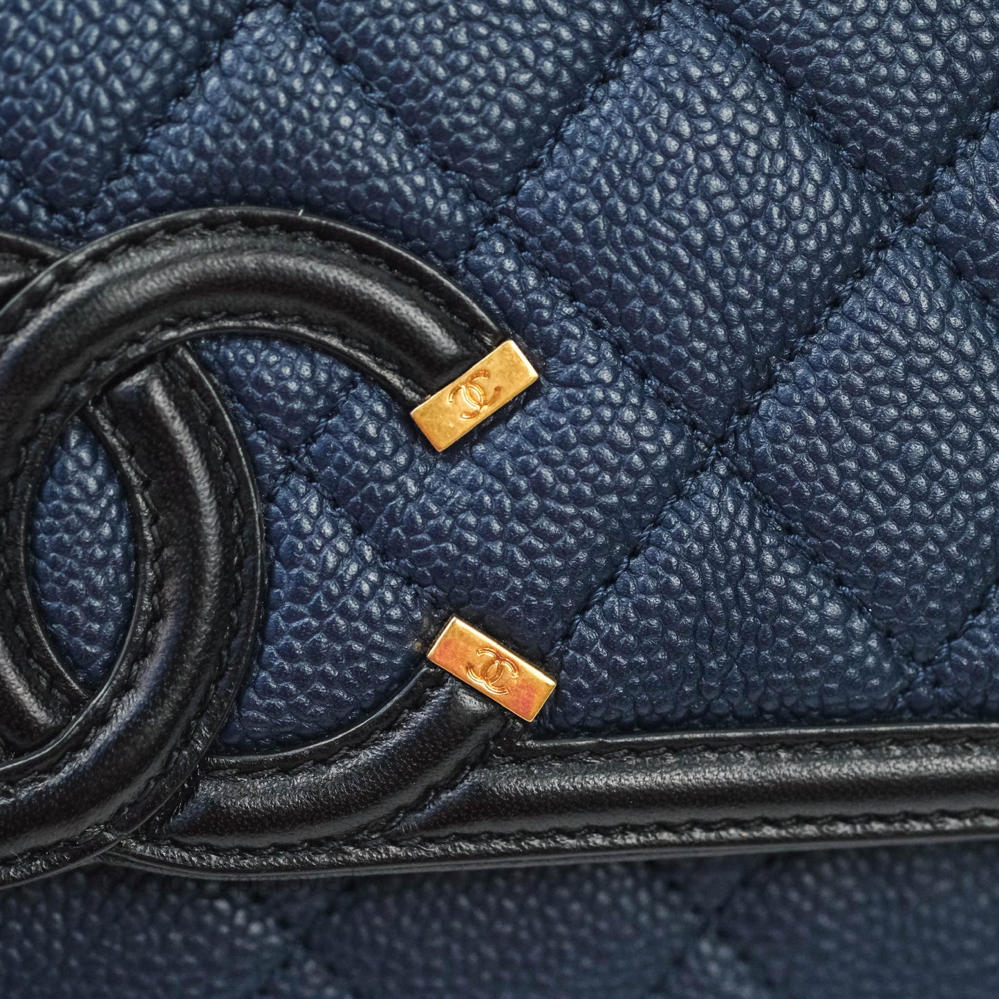 Chanel Quilted Small CC Filigree Flap Navy Caviar
