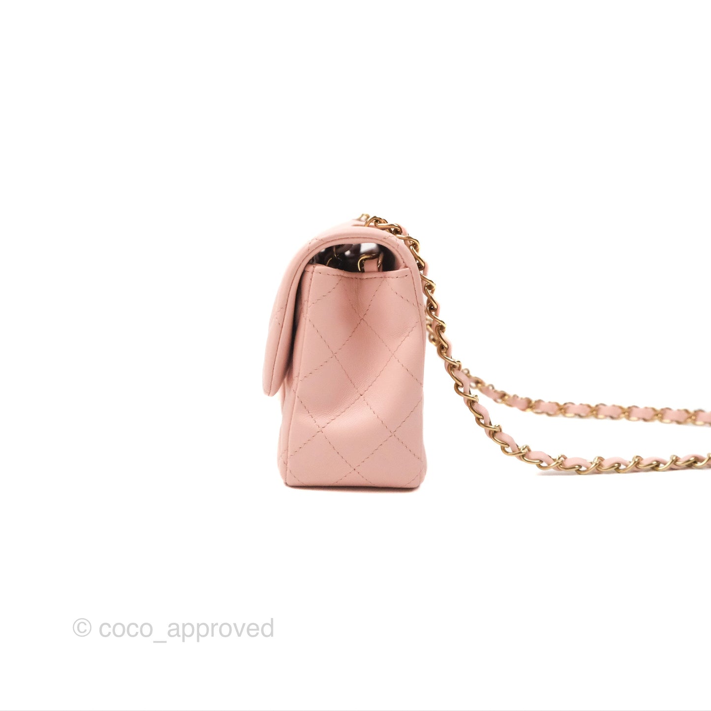 Chanel Quilted Mini Rectangular Flap Pink Lambskin Gold Hardware