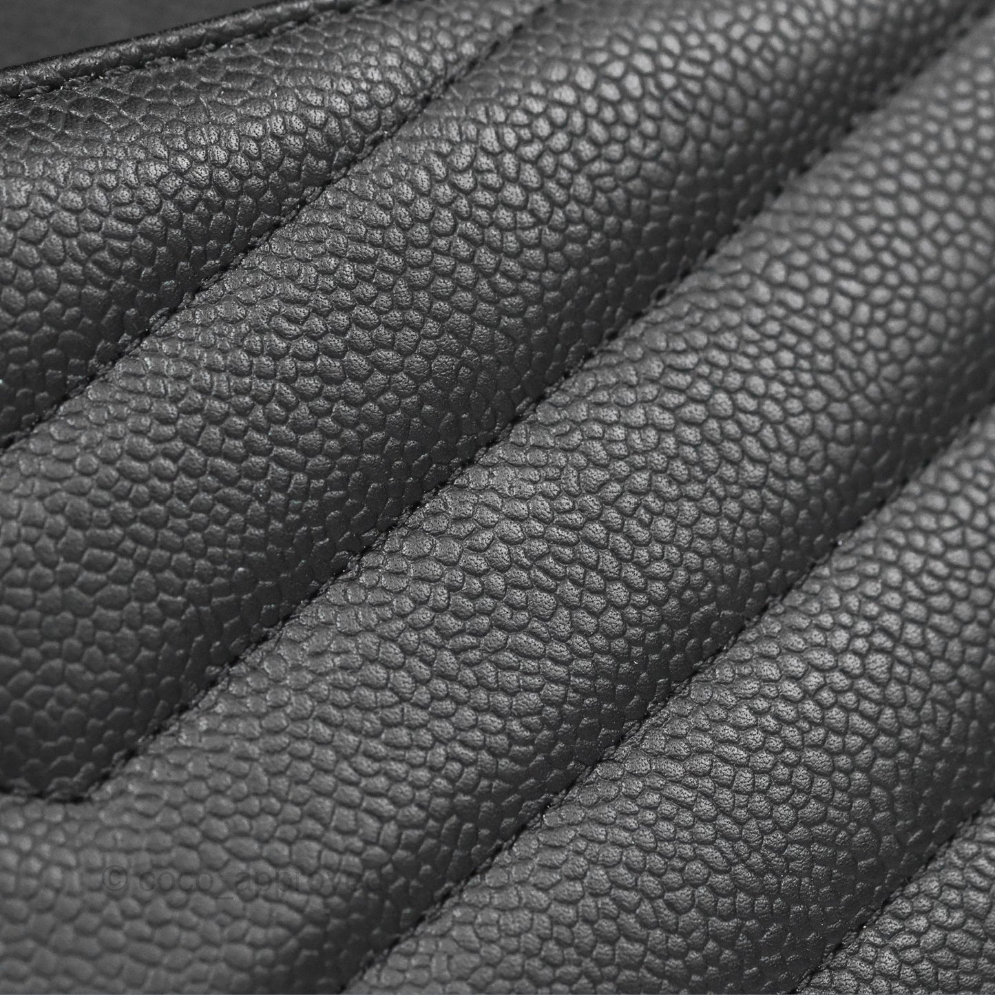 Chanel Chevron Flap Bag Black Caviar Silver Hardware