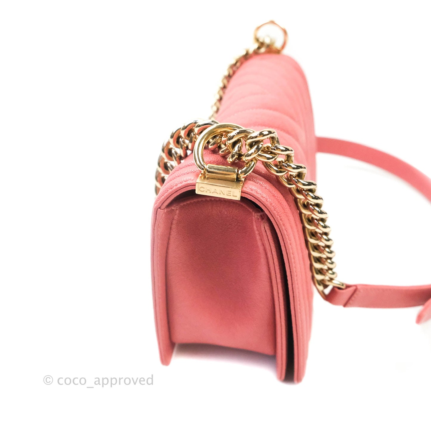 Chanel Boy Chevron Medium Pink Caviar Gold Hardware