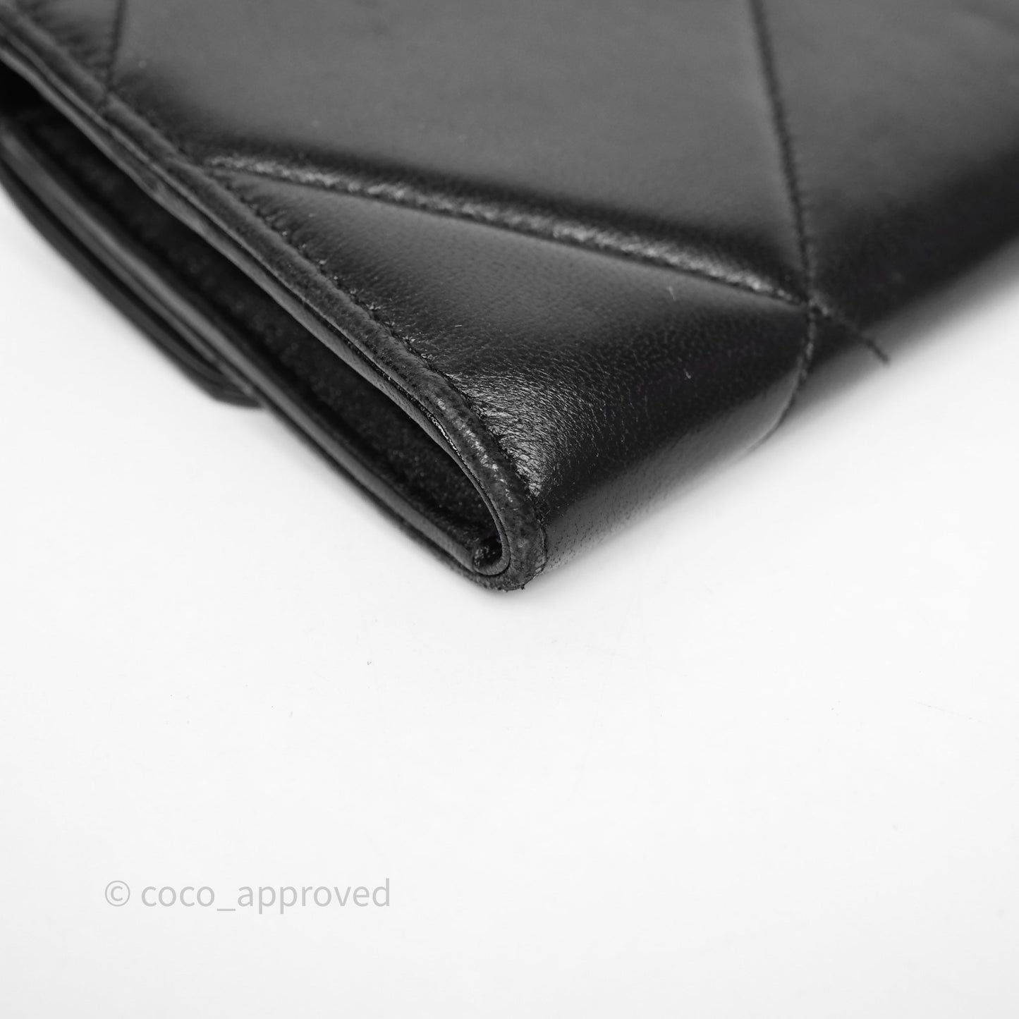 Chanel Quilted 19 Flap Long Wallet Black Lambskin Aged Gold Hardware