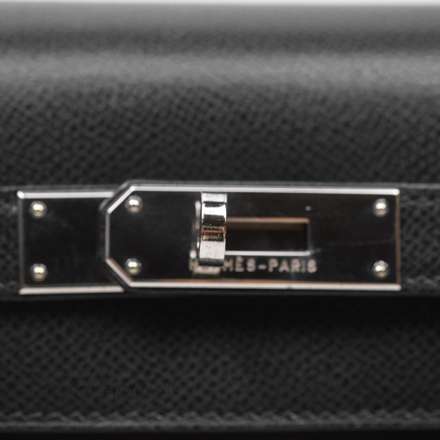 Hermès Vintage Kelly 28 Sellier Noir 89 Courchevel Palladium Hardware
