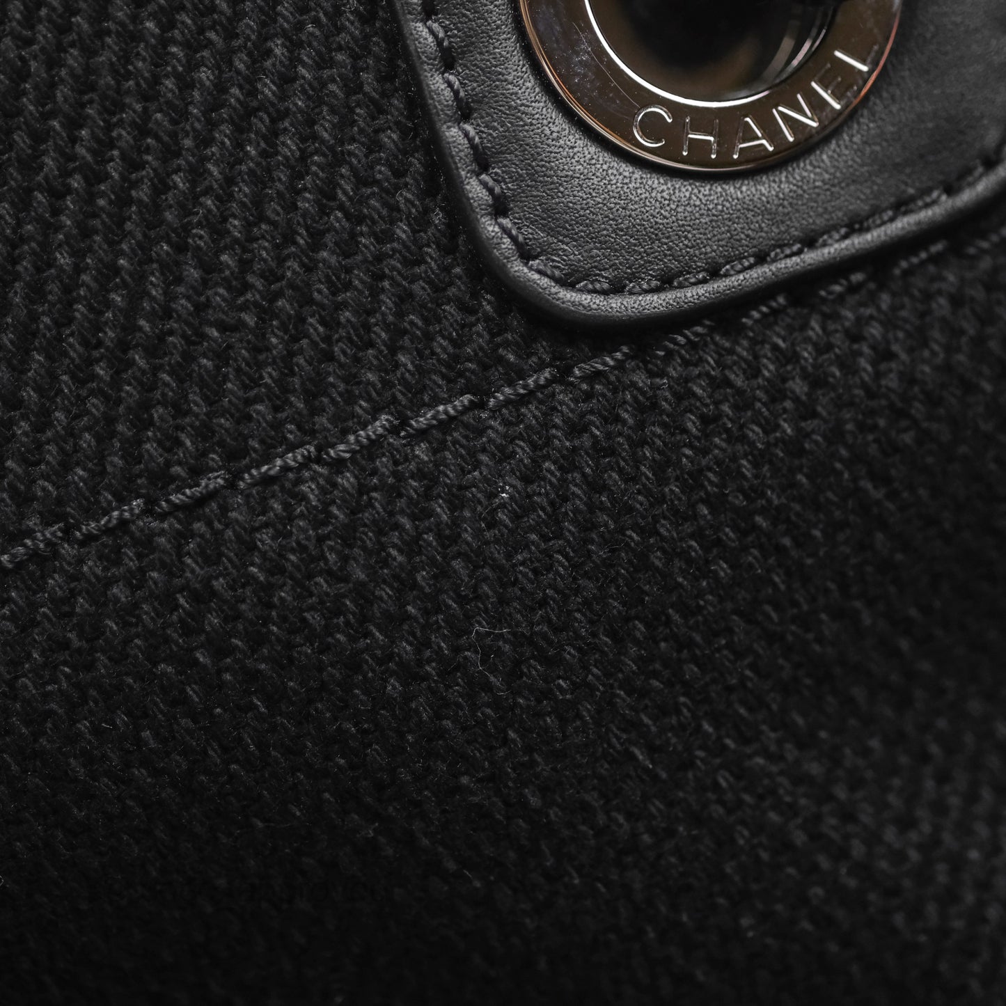 Chanel Medium Deauville Black Canvas Imitation Pearl