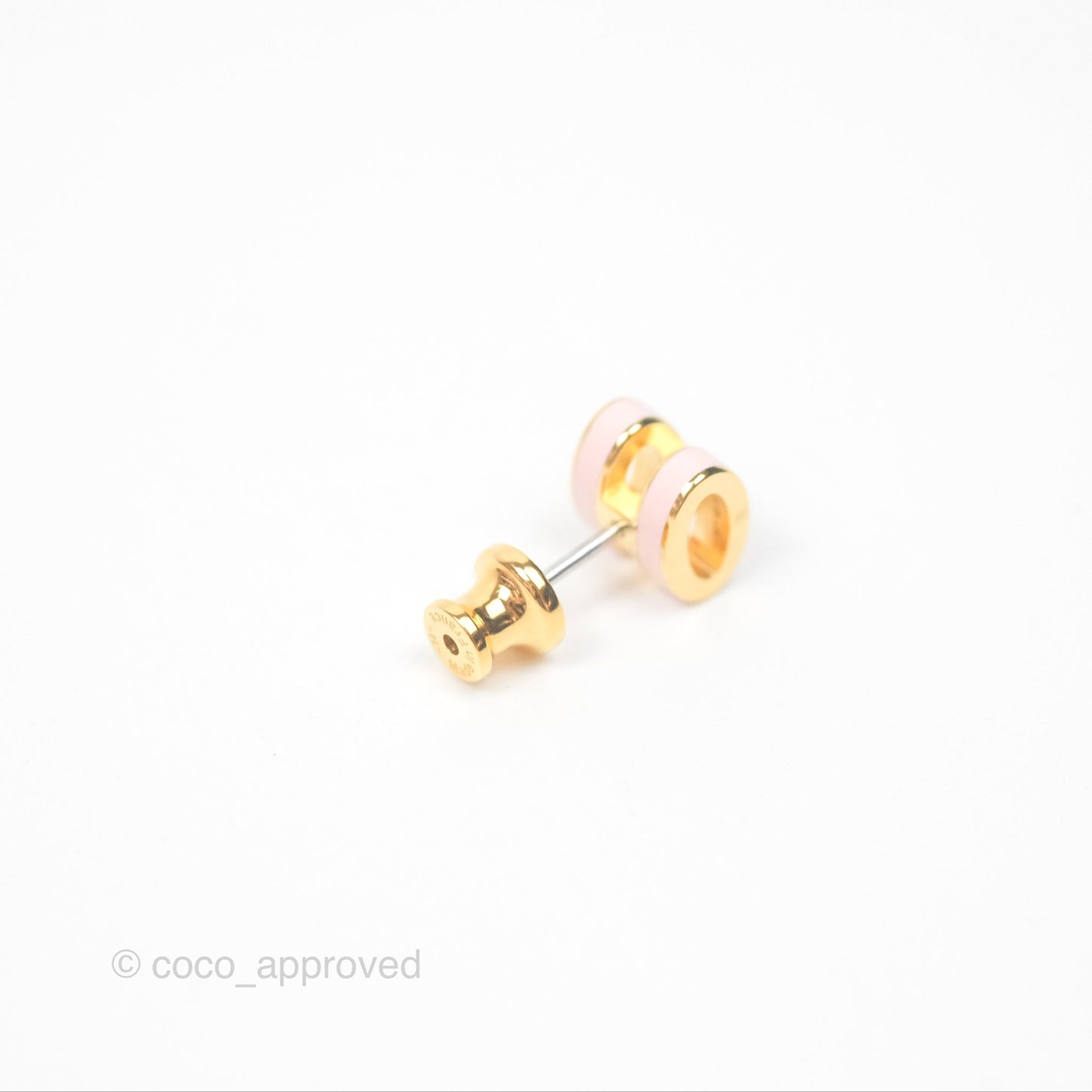 Hermès Mini Pop H Earrings Rose Dragee Gold Tone