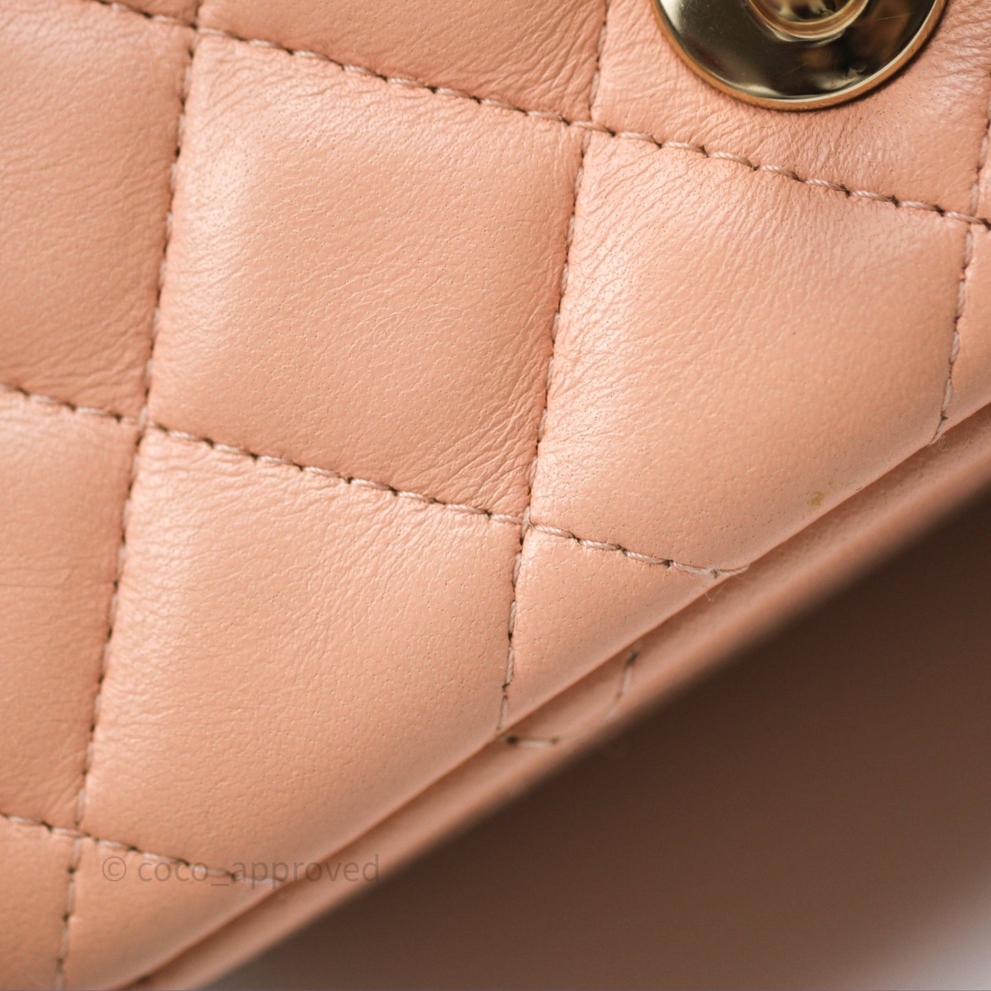 Chanel Mini Square Flap Quilted Beige Pink Lambskin Gold Hardware