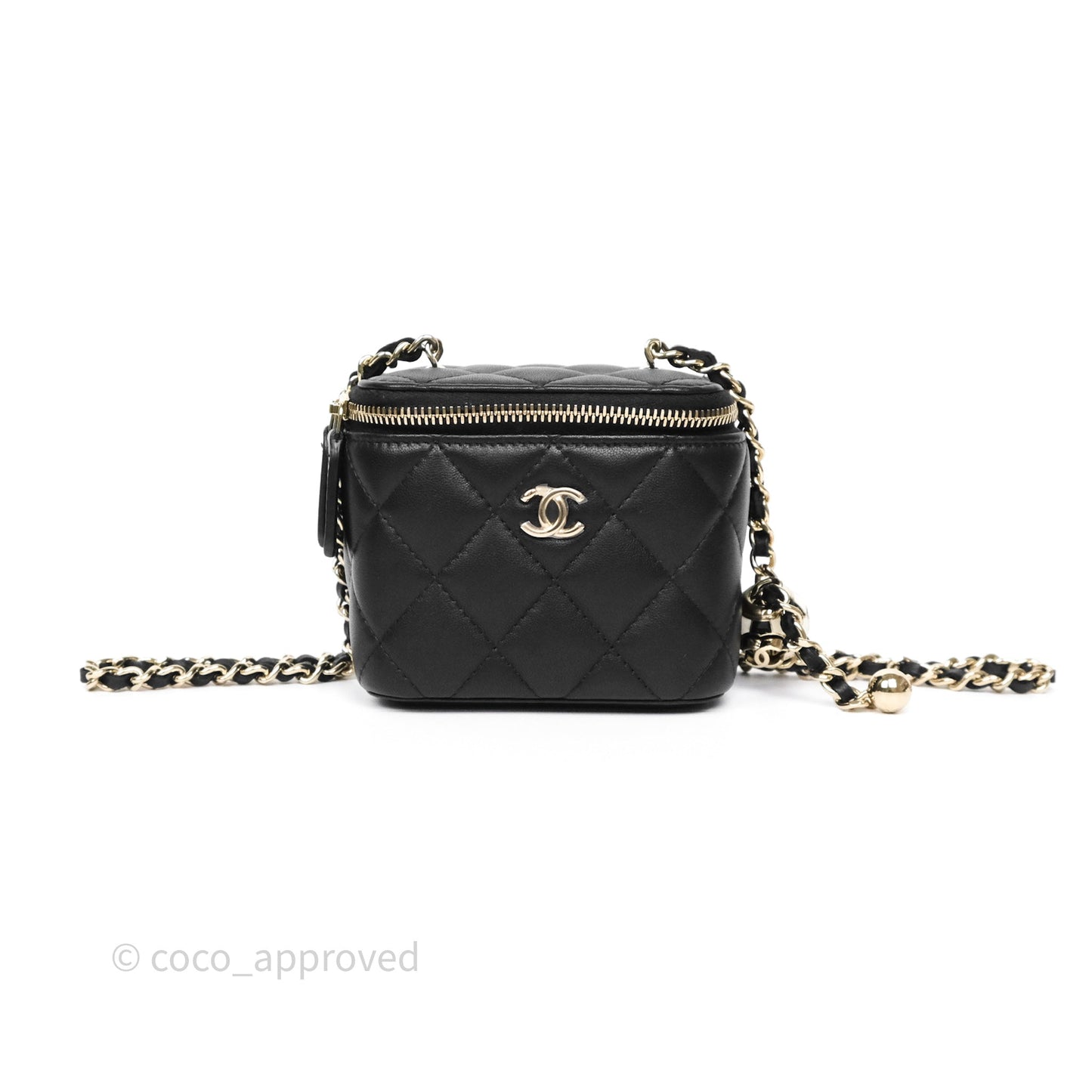Chanel Mini Ball Crush Vanity With Chain Black Lambskin Gold Hardware